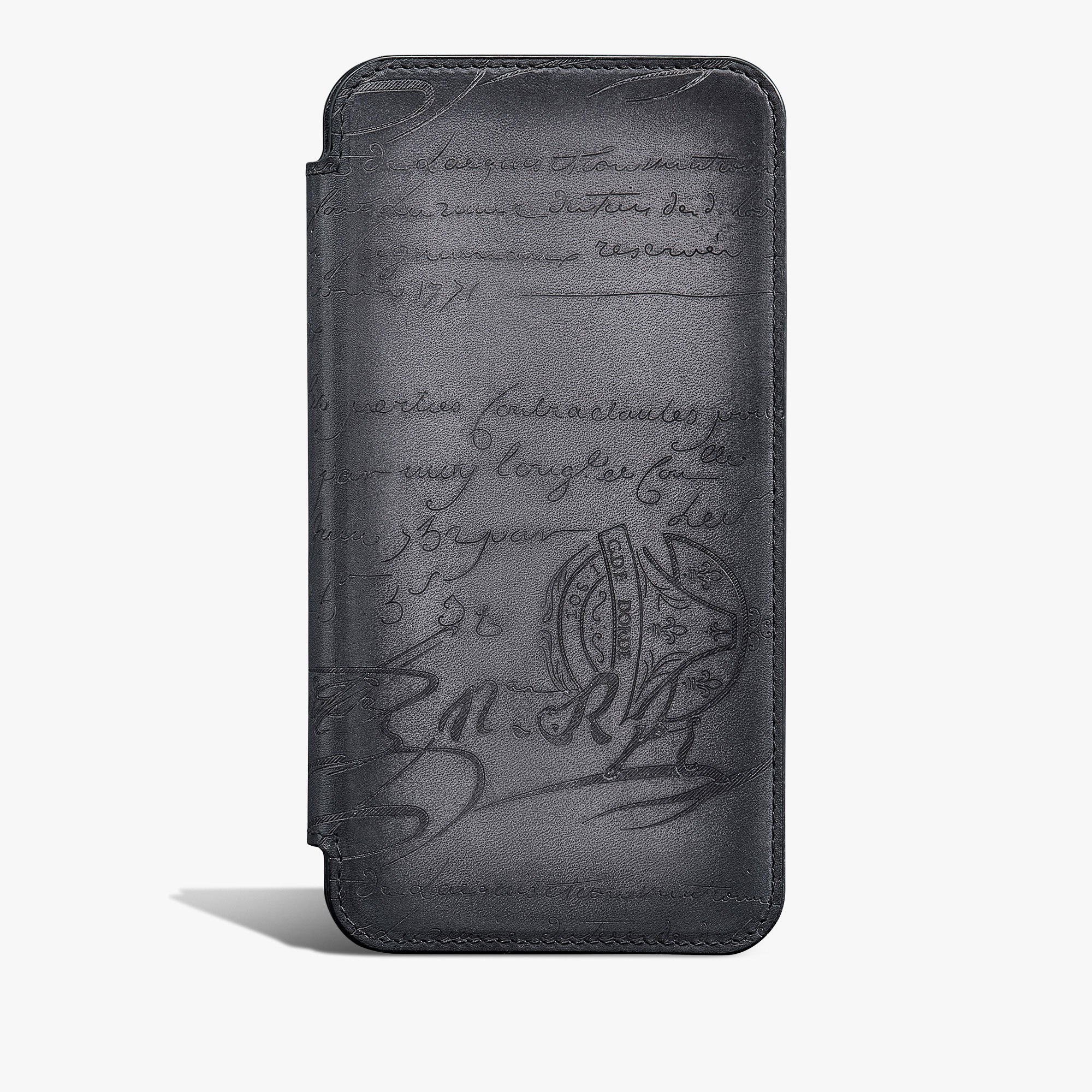 Scritto图纹皮革iphone 16 Pro Max手机壳, LIGHT ALUMINIO, hi-res