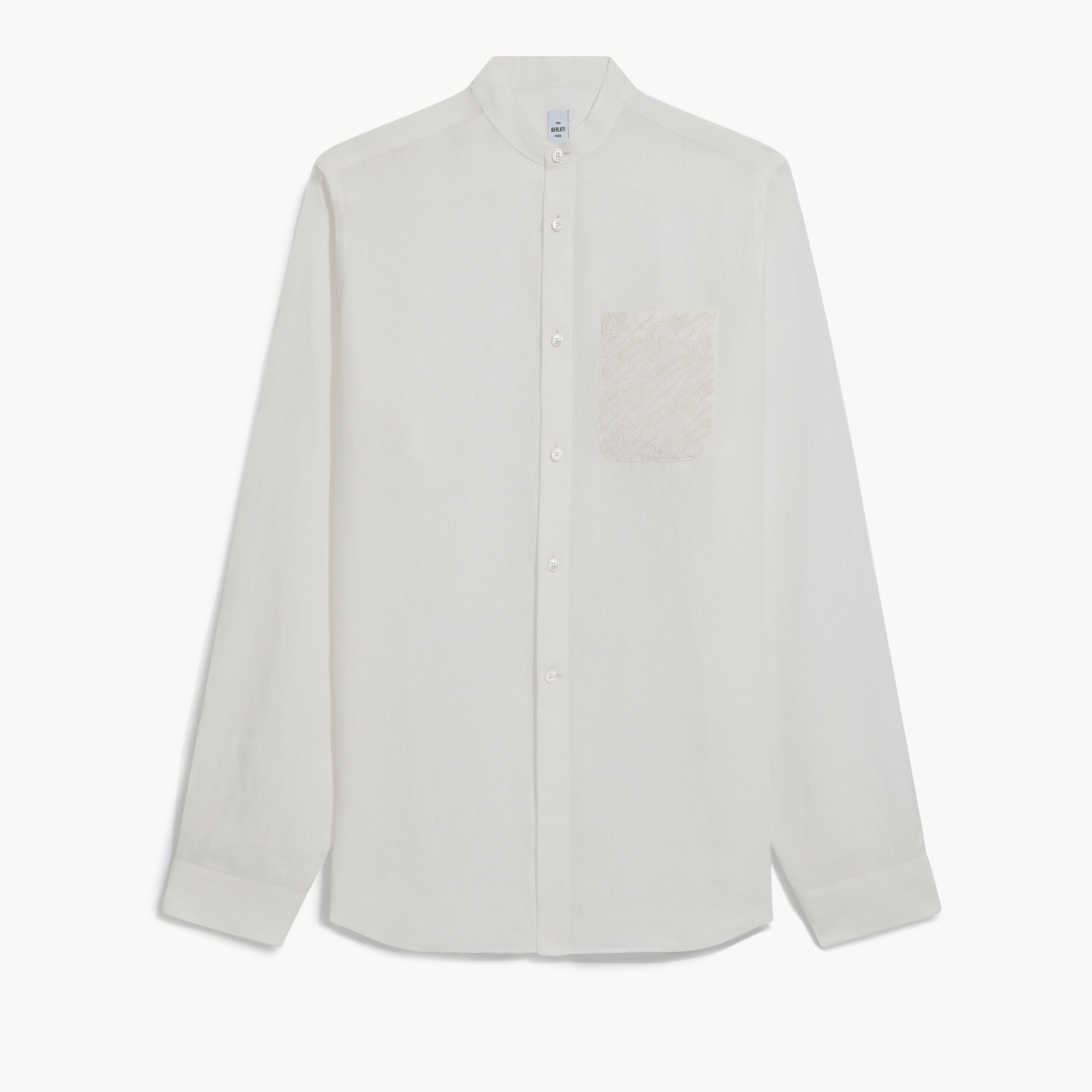 Linen Officer Collar Shirt, WHITE, hi-res