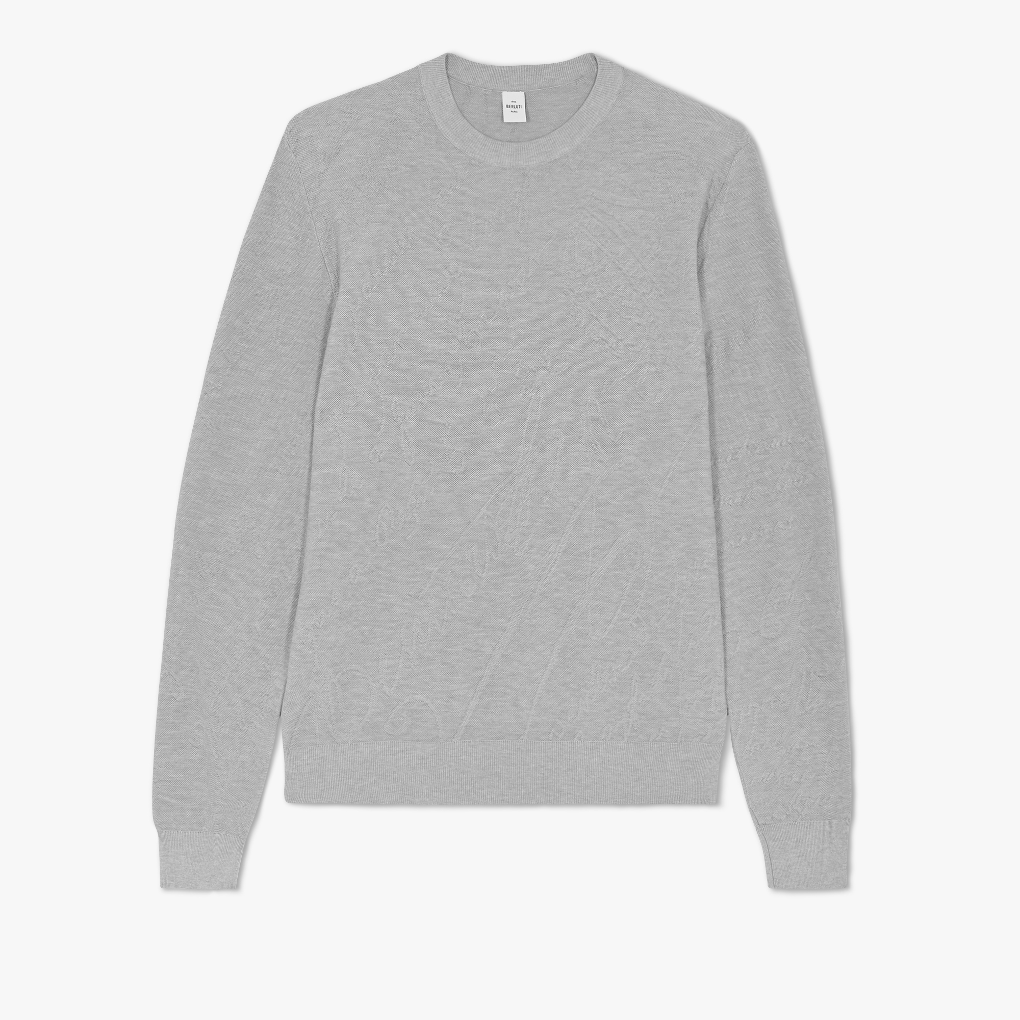 Cotton and Silk Scritto Pique Sweater, SILVER GREY, hi-res