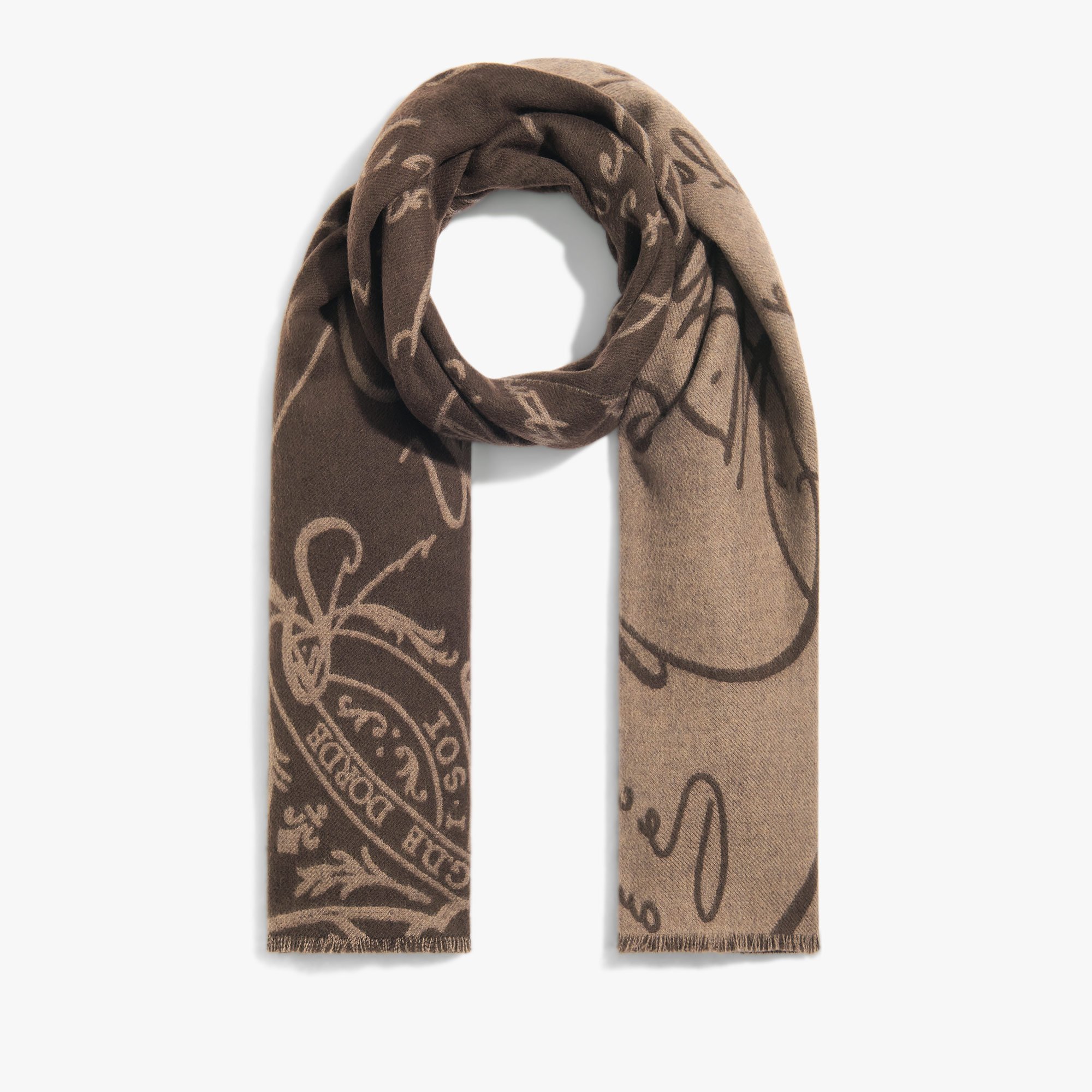 Wool Scritto Scarf, SIGNATURE BROWN, hi-res