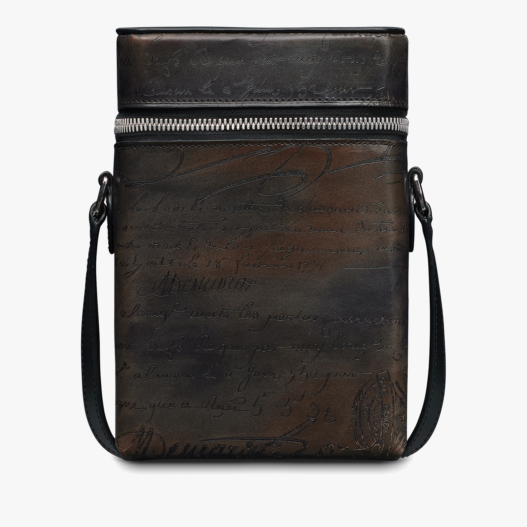 Free Scritto Leather Messenger, CHARCOAL BROWN, hi-res