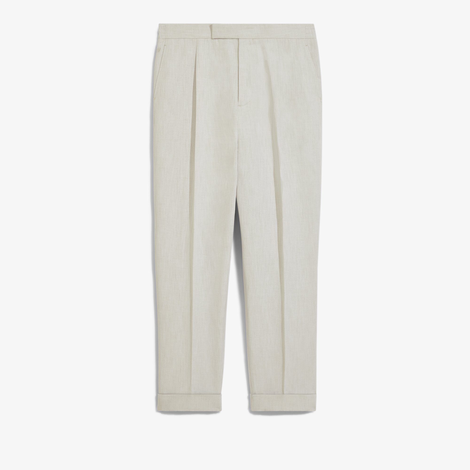 Cotton & Linen Relaxed Trousers, WHITE CANVAS, hi-res