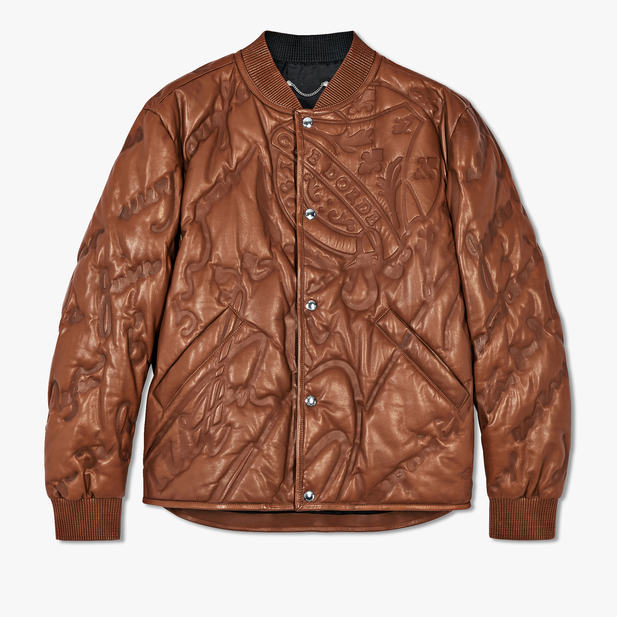 Quilted Leather Scritto Bomber, HASELNUT, hi-res