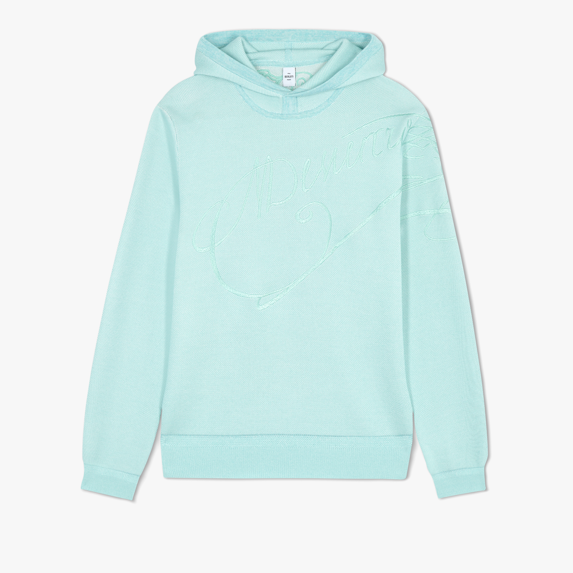 Silk Placed Scritto Pique Hoodie, SAGE, hi-res