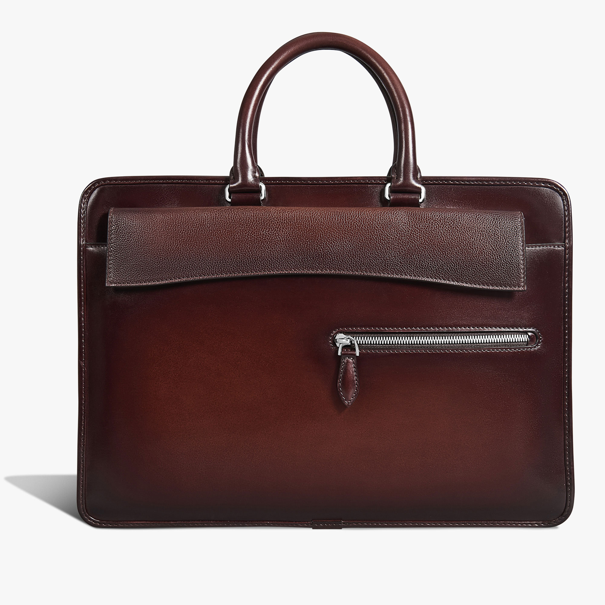 Un Jour Pocket Leather Briefcase, LEGNO BRUCIATO, hi-res
