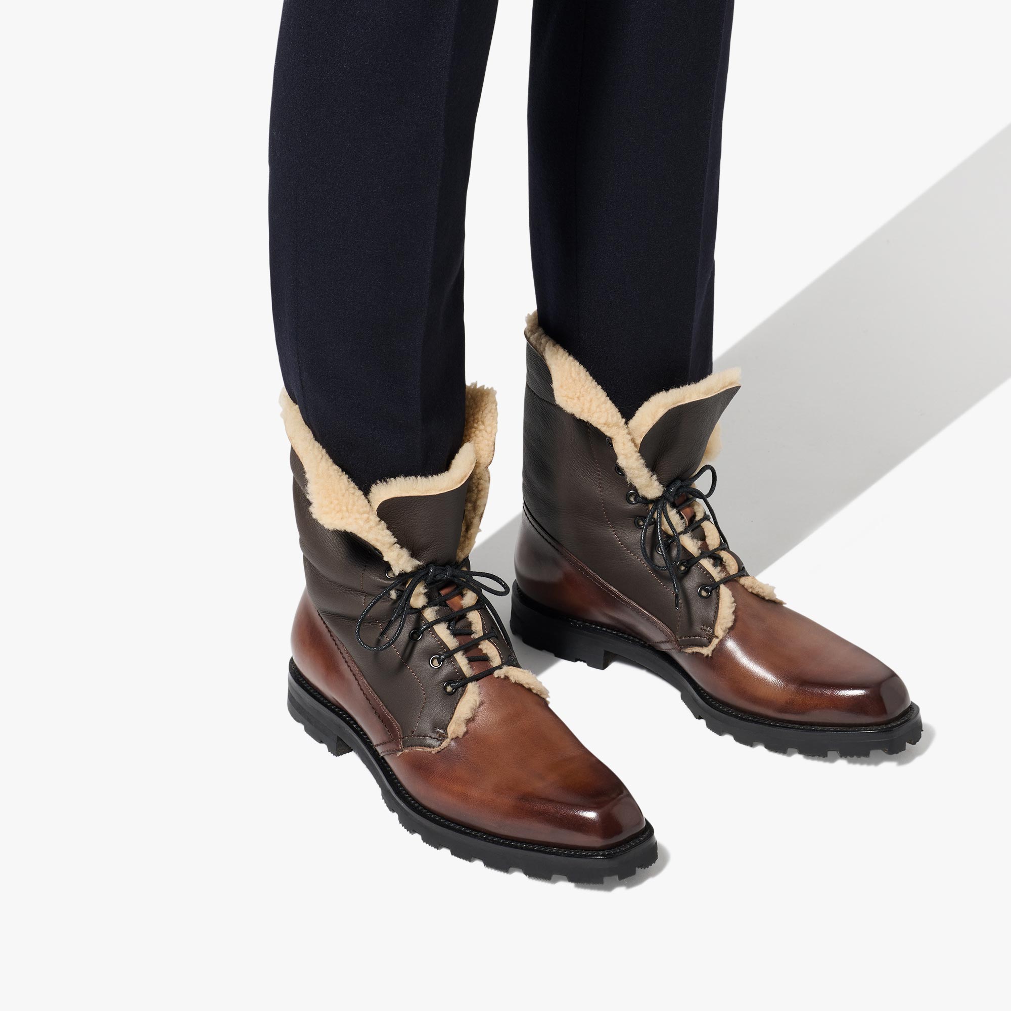 Leather shearling boots new arrivals
