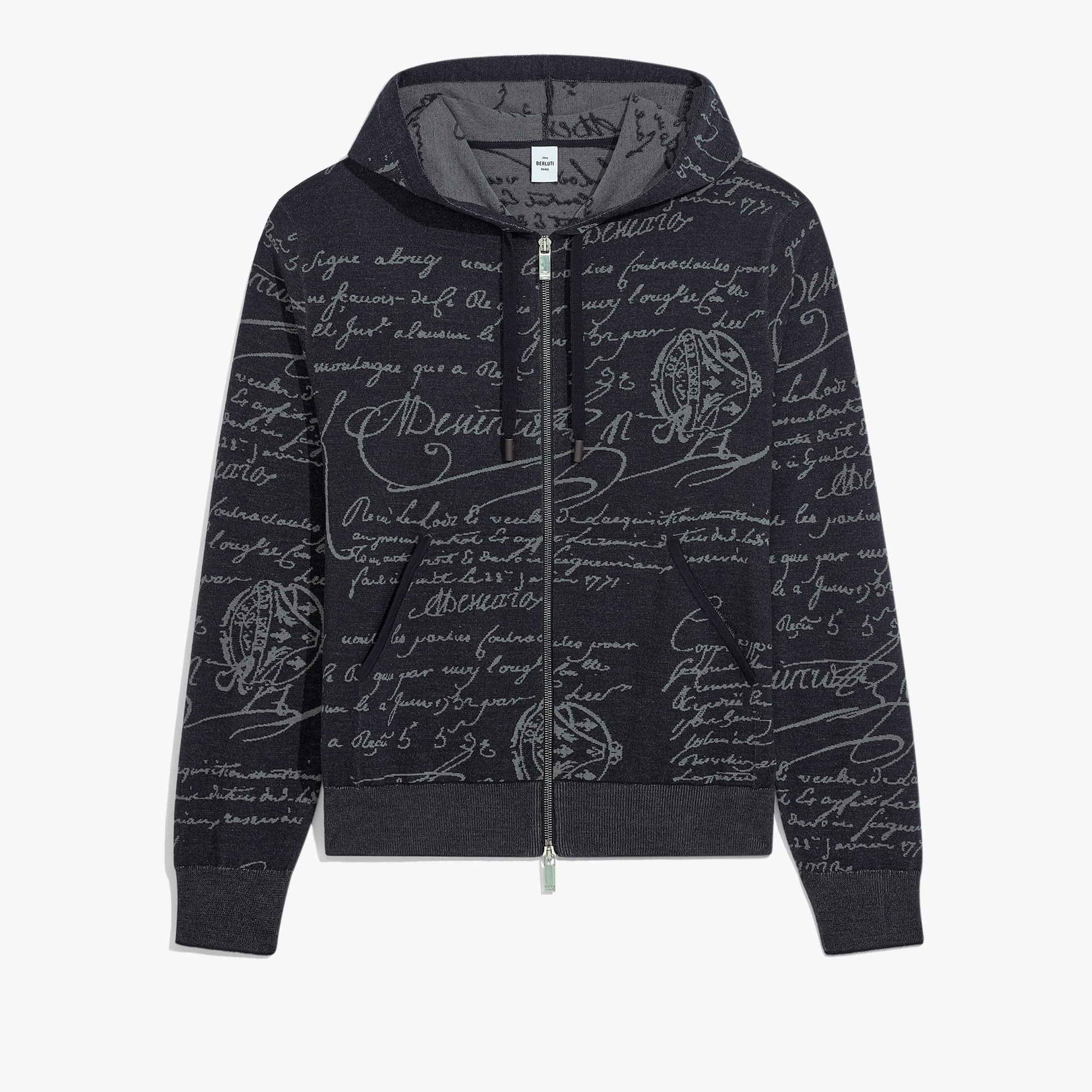 Classic Scritto Zip-Up Hoodie, NAVY/ GREY SCRITTO, hi-res