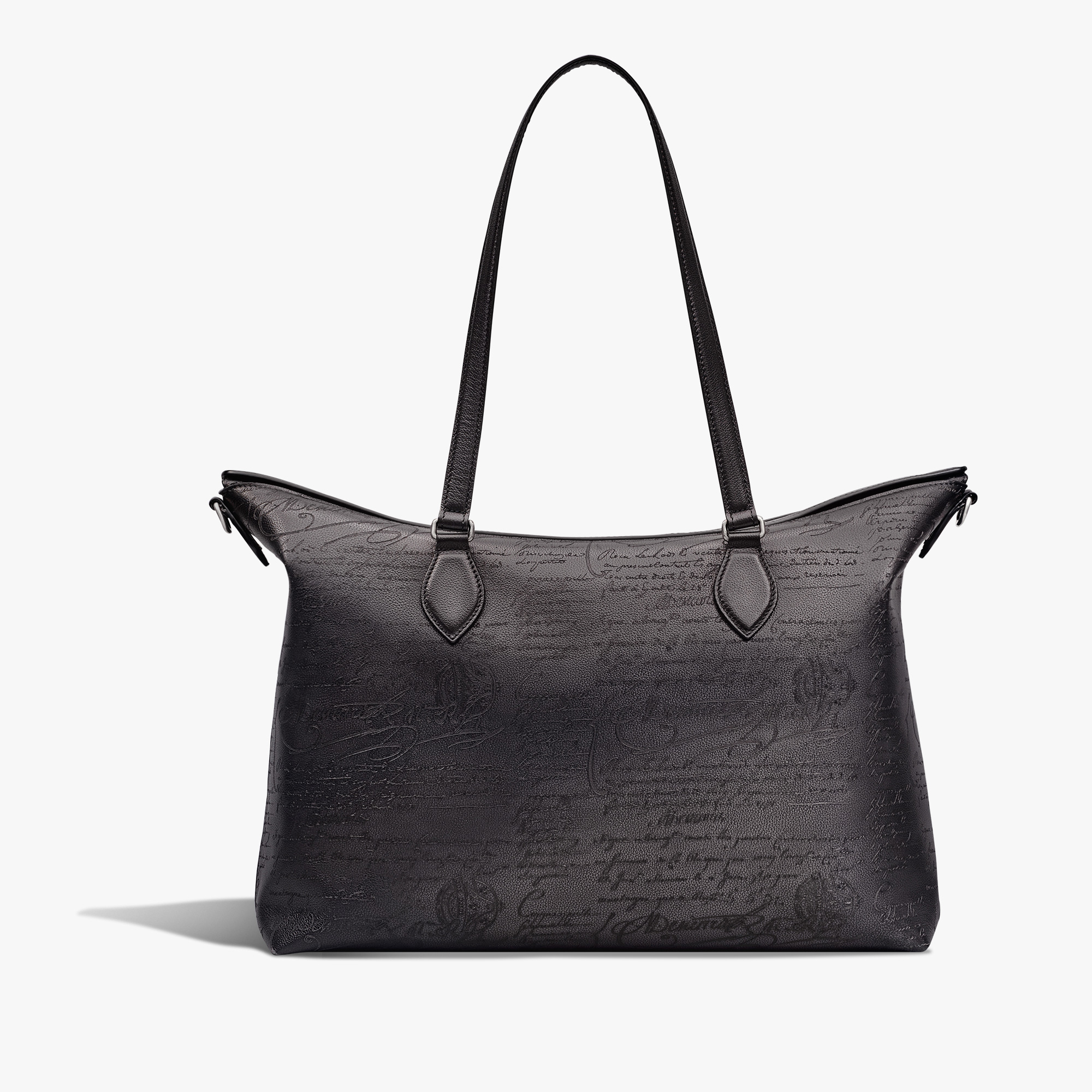 Late Hour Scritto Leather Shopper, NERO GRIGIO, hi-res