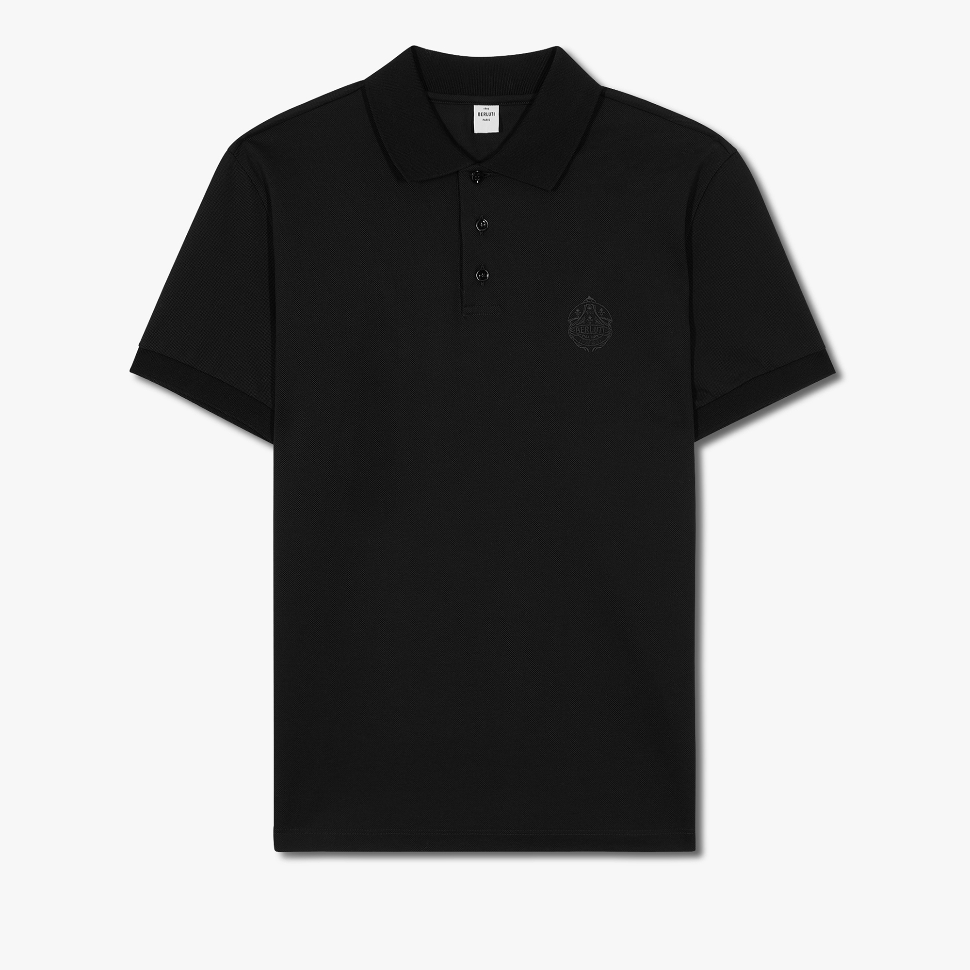 Polo Shirt With Embroidered Crest, NOIR, hi-res