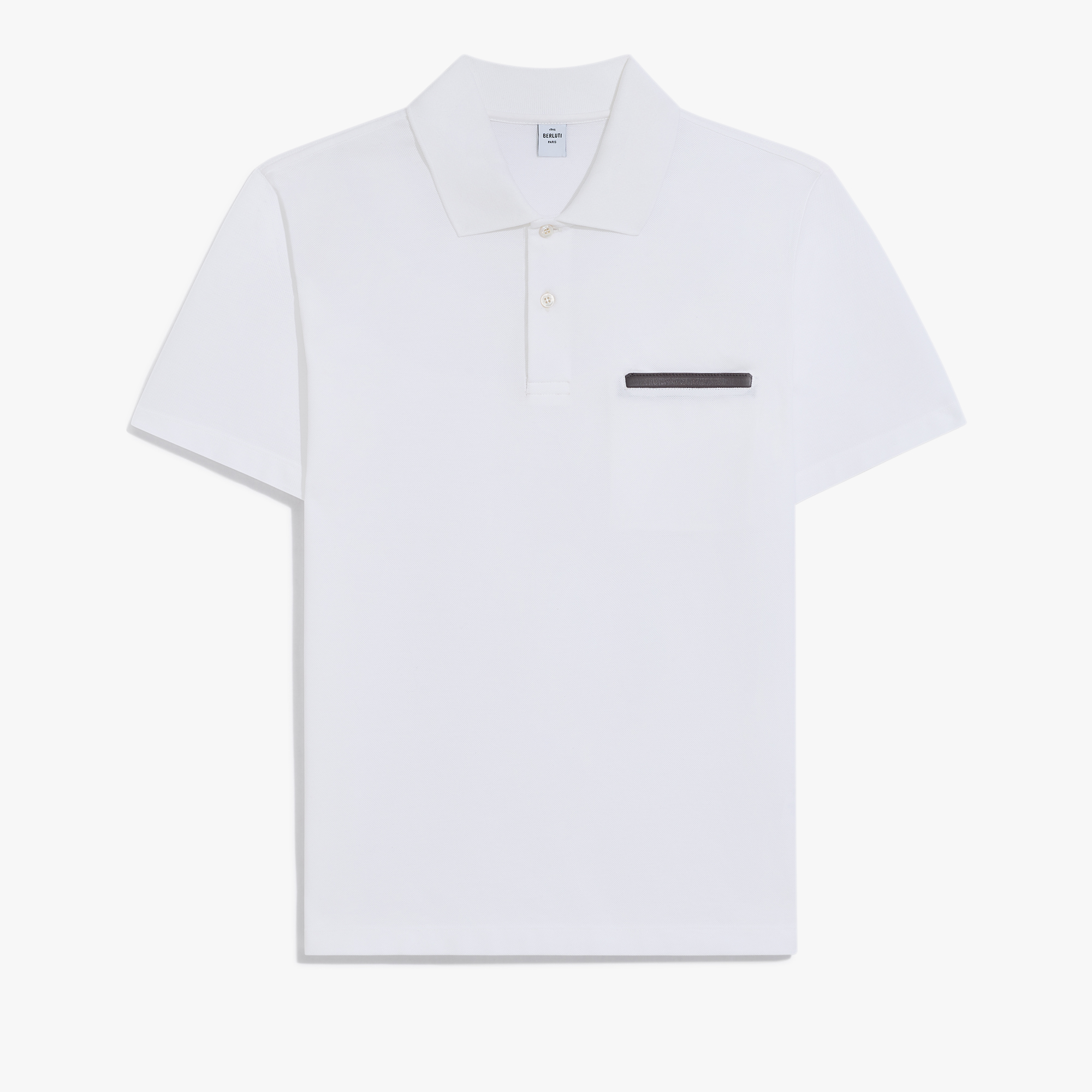 Leather Tab Pocket Polo, BLANC OPTIQUE, hi-res