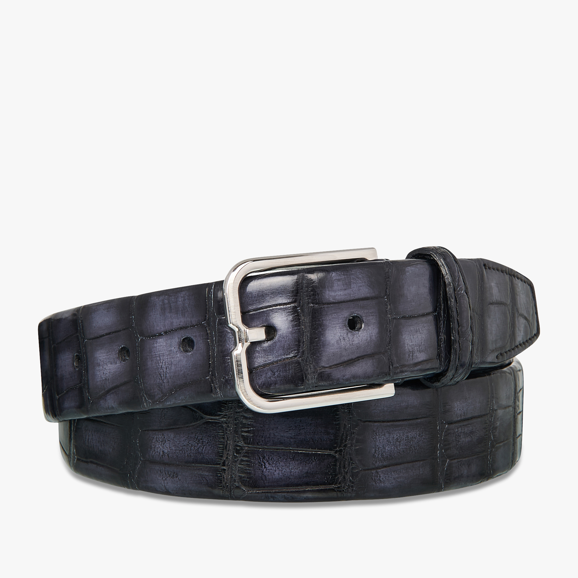 Essence Alligator Leather Belt - 35 mm, NERO BLU, hi-res