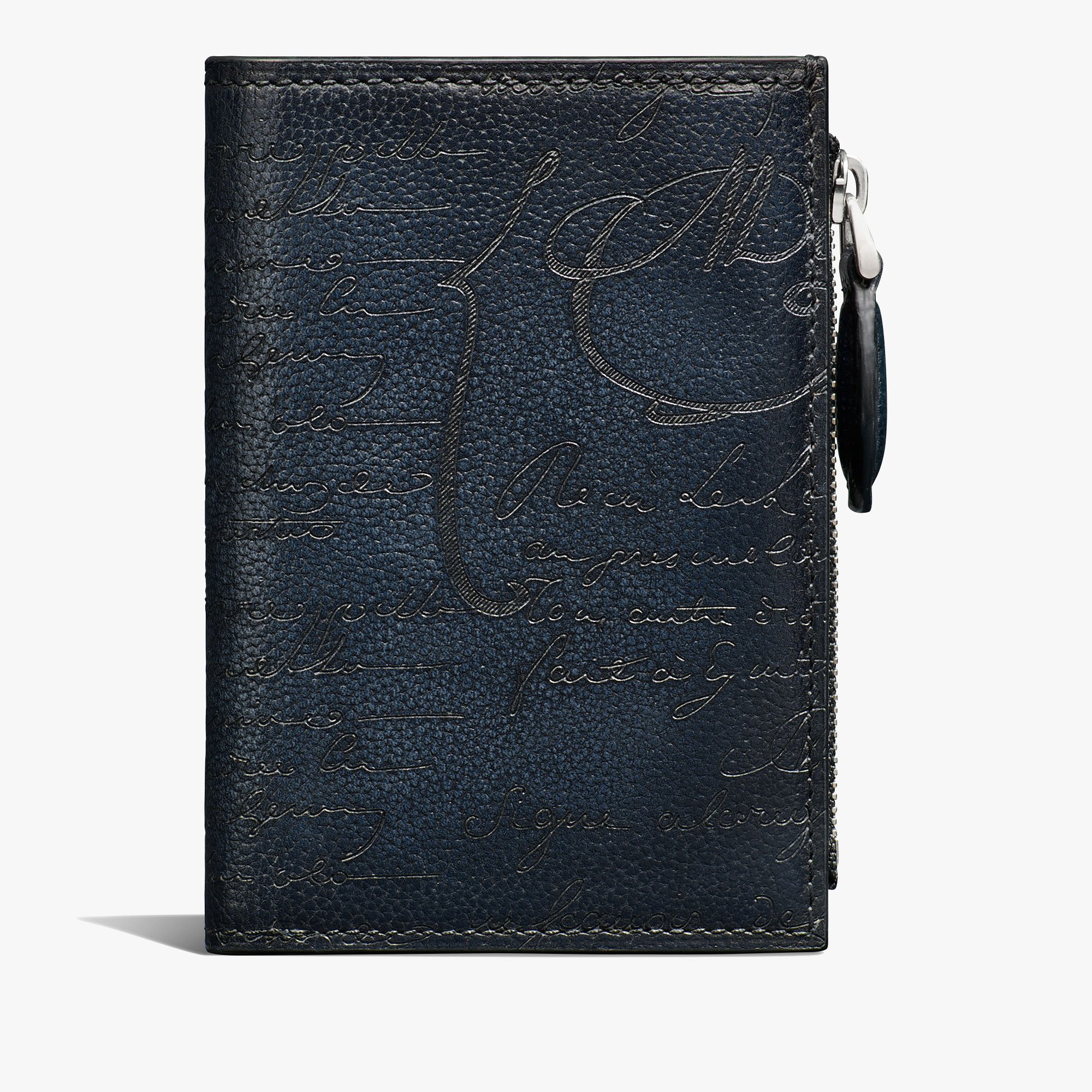 Periple Scritto Leather Compact Wallet, INDIGO DENIM, hi-res