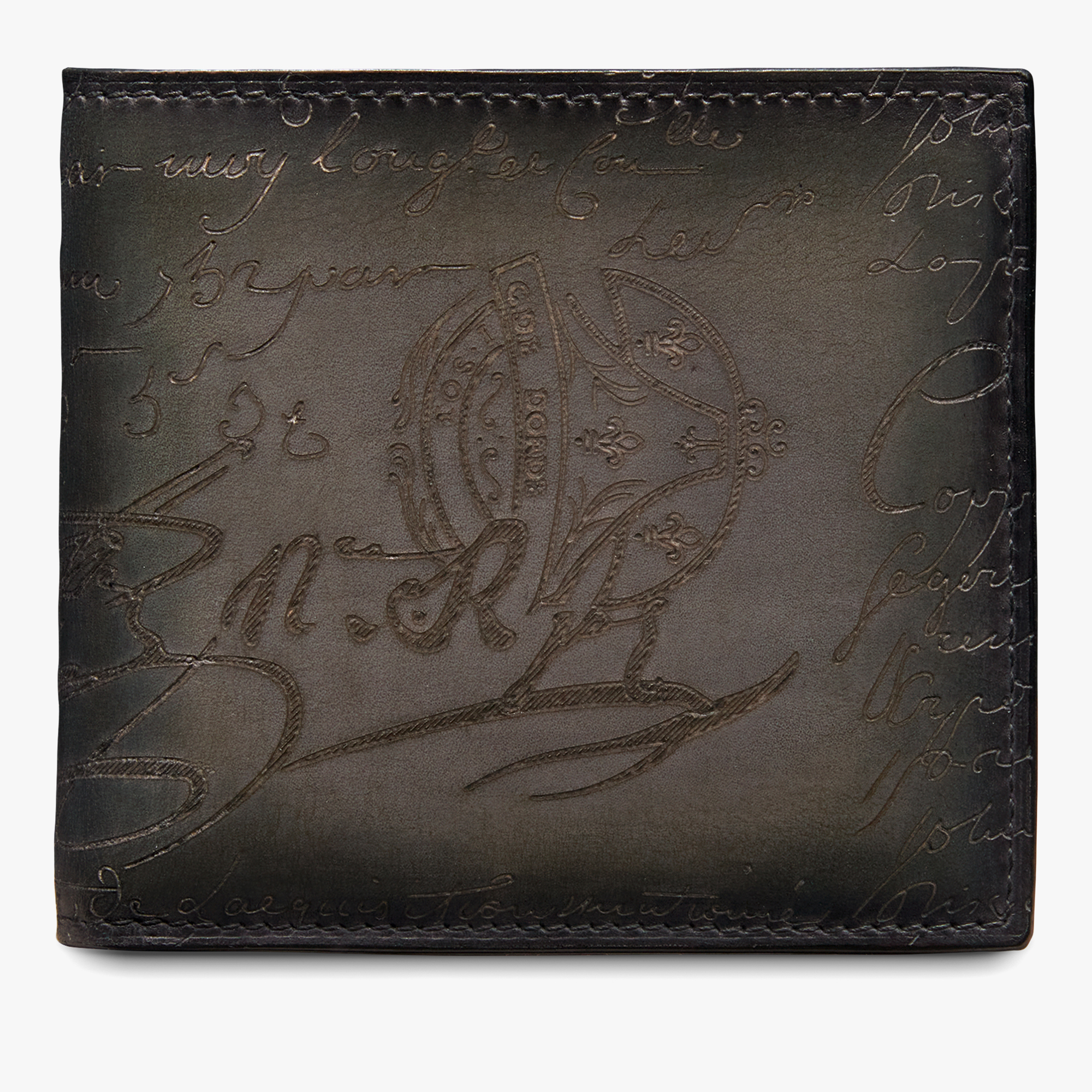 Makore Scritto Leather Wallet, ELEPHANT GREY, hi-res
