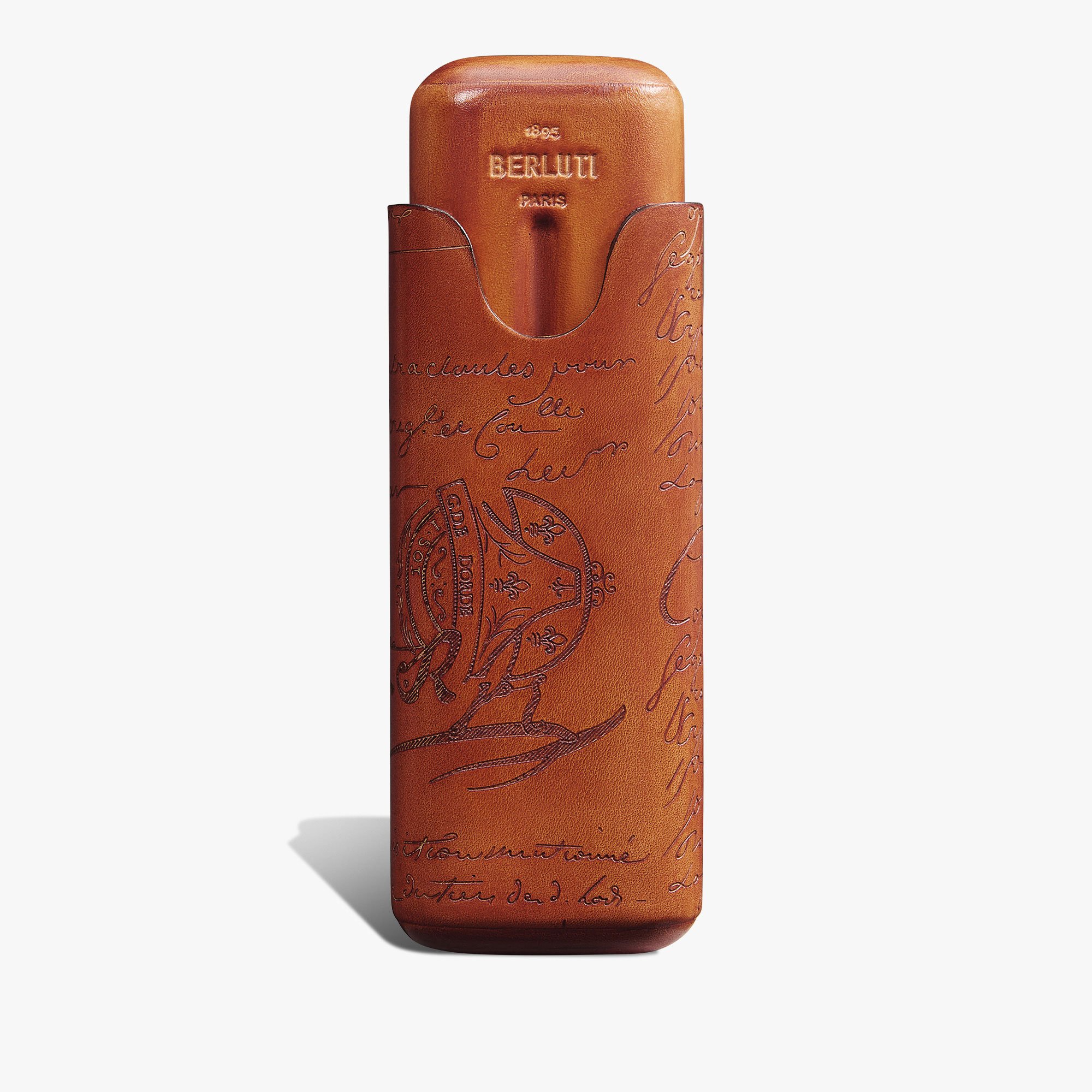 Cigar Case 2 Scritto Leather, ARANCIO VERMIGLIO, hi-res