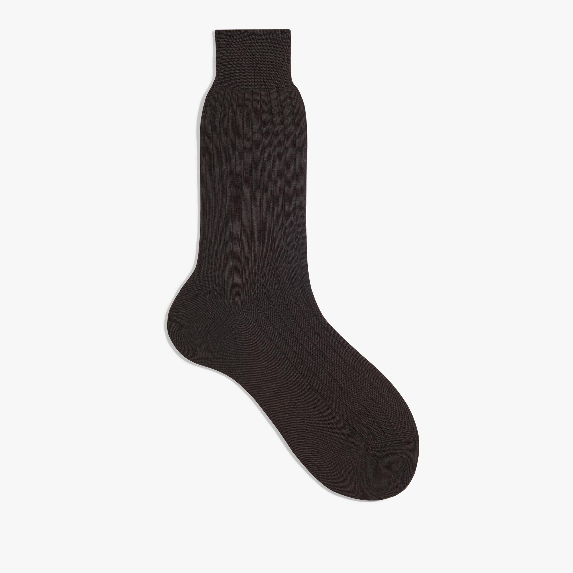 Cotton Ribbed Socks, EQUINOX BROWN, hi-res