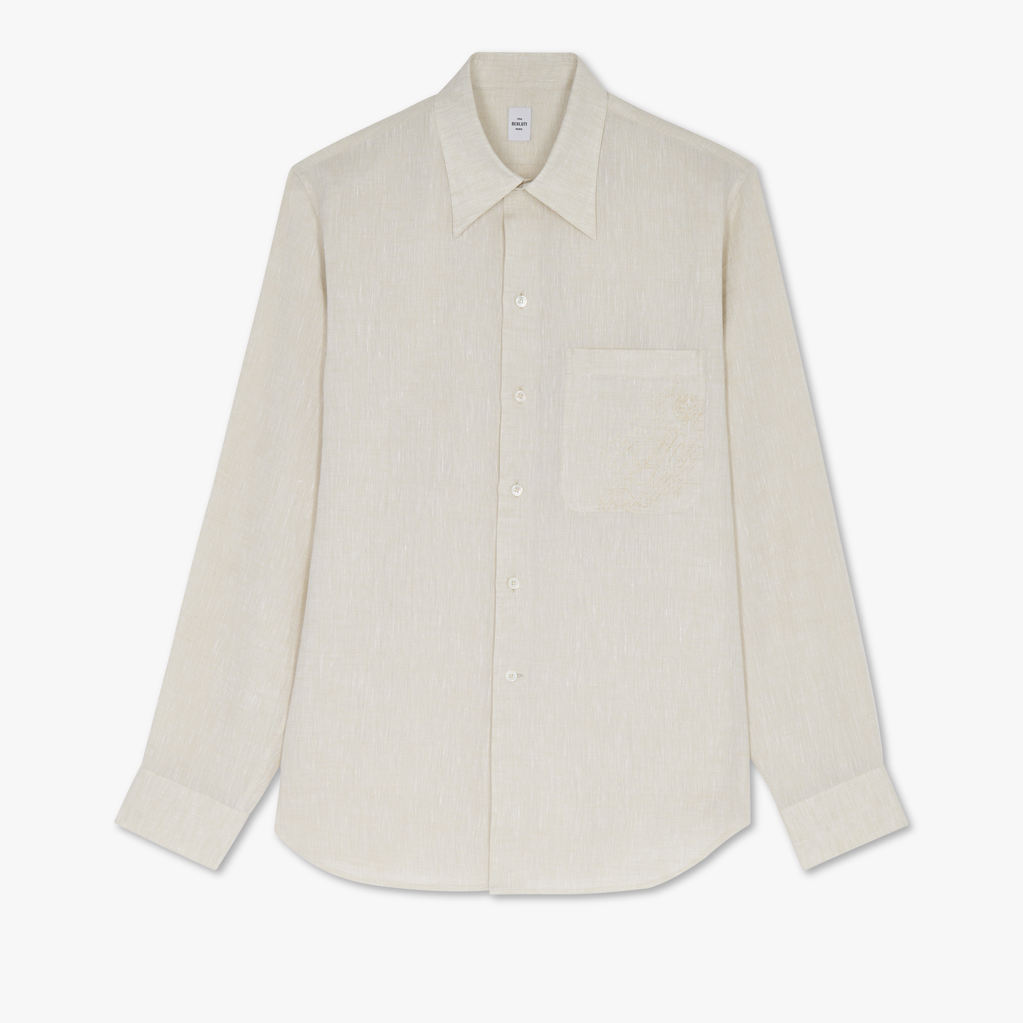 Linen Box Fit Shirt With Scritto Pocket, LINEN, hi-res