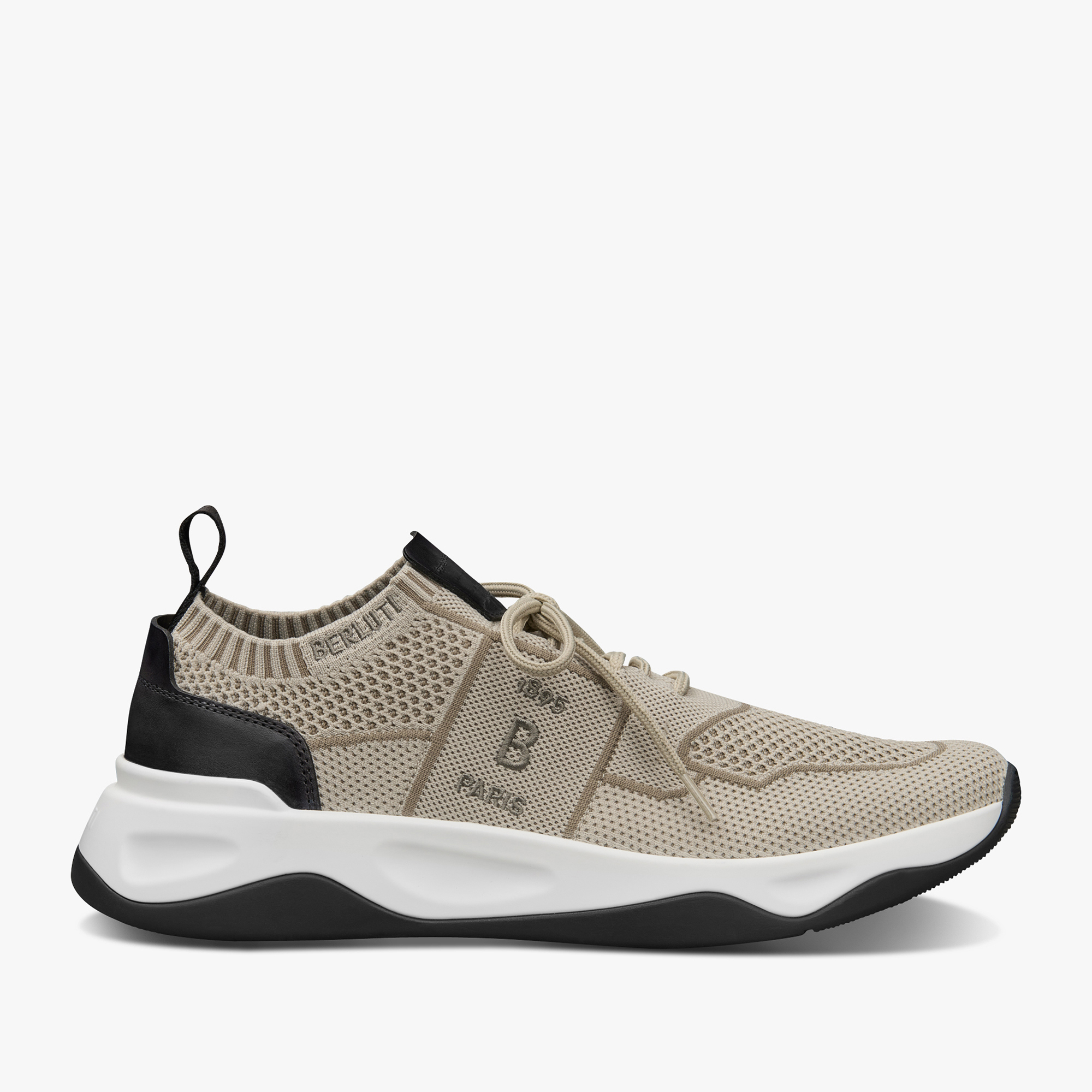 Shadow Knit And Leather Sneaker, SAND, hi-res