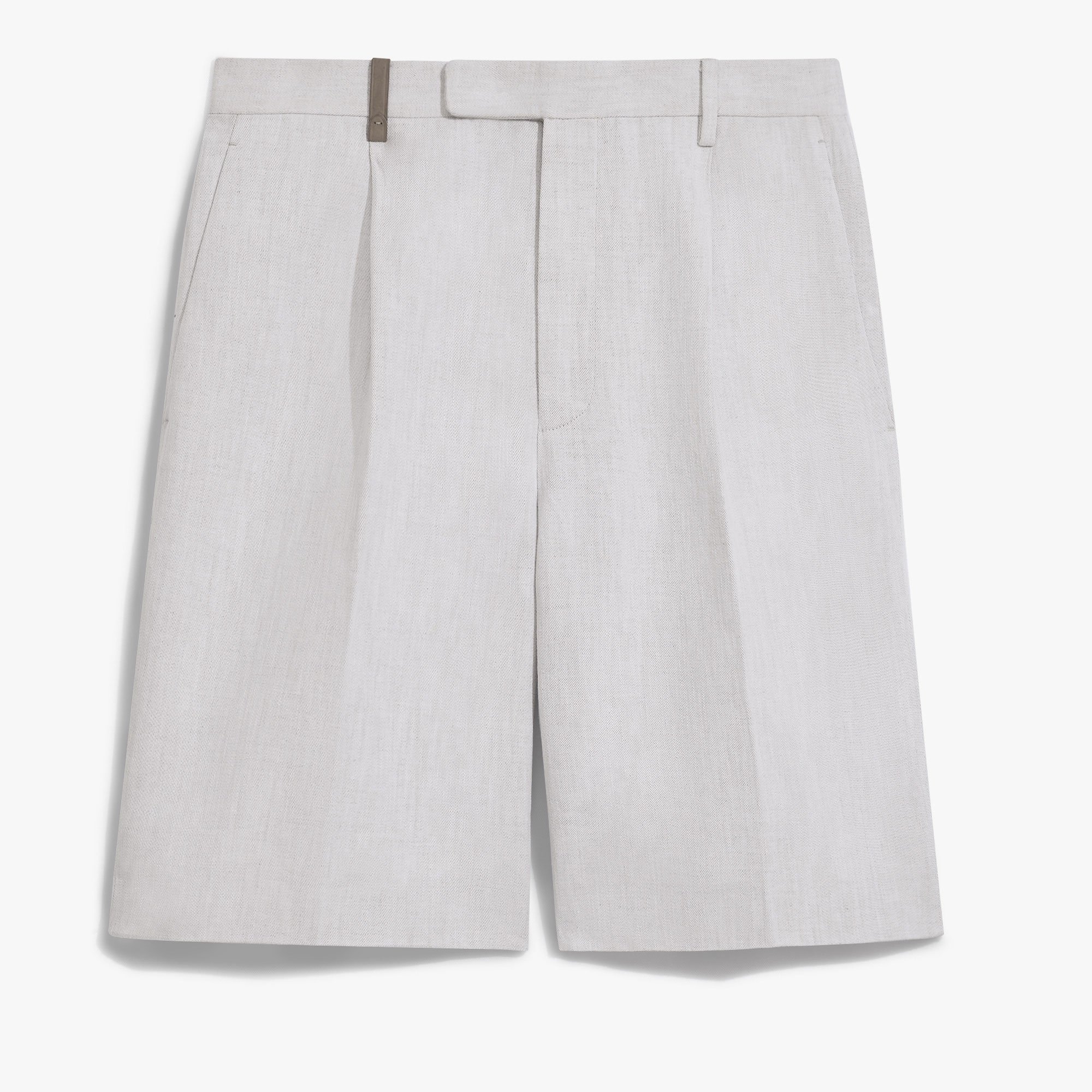Formal Pleated Shorts, WHITE CANVAS, hi-res