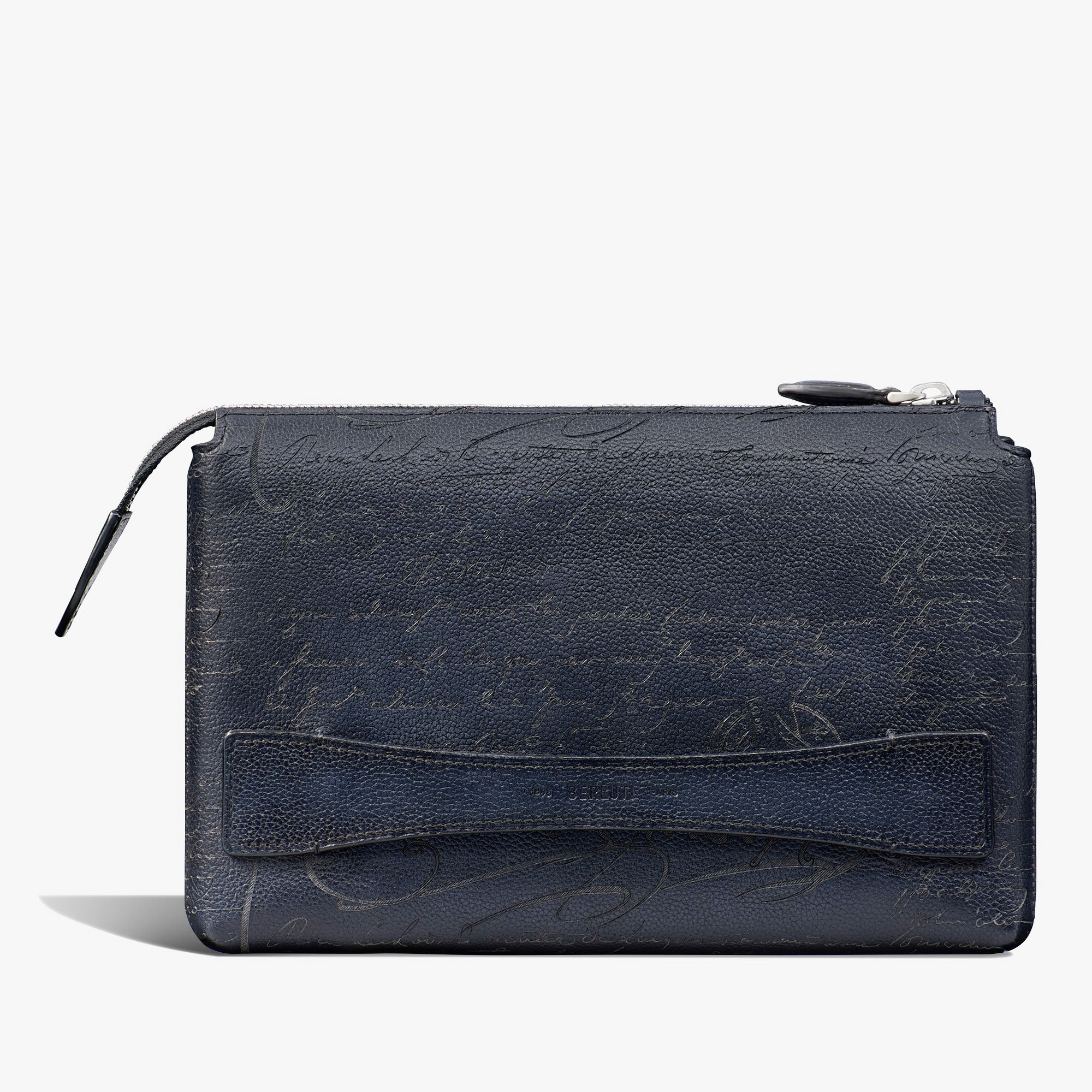Pochette Tersio En Cuir Scritto, INDIGO DENIM, hi-res