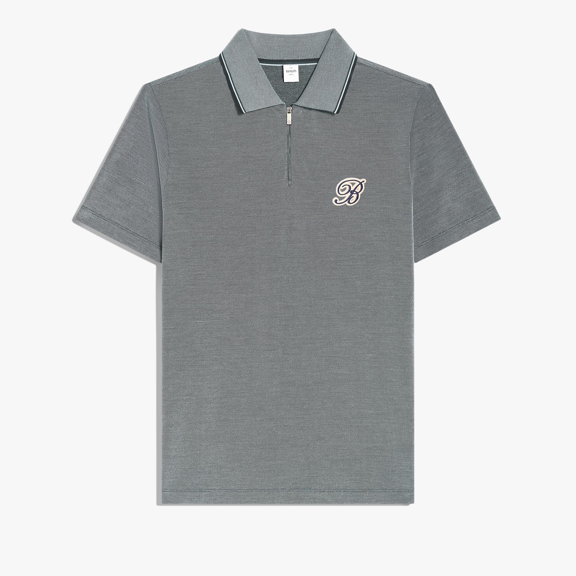 Active Gradient Zipped Polo Pique, MARINE, hi-res