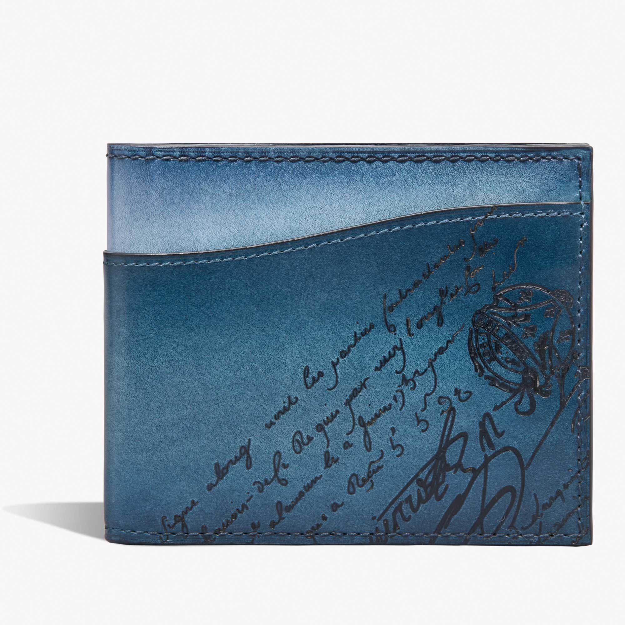 Makore Slim Scritto Leather Compact Wallet, IRIS, hi-res