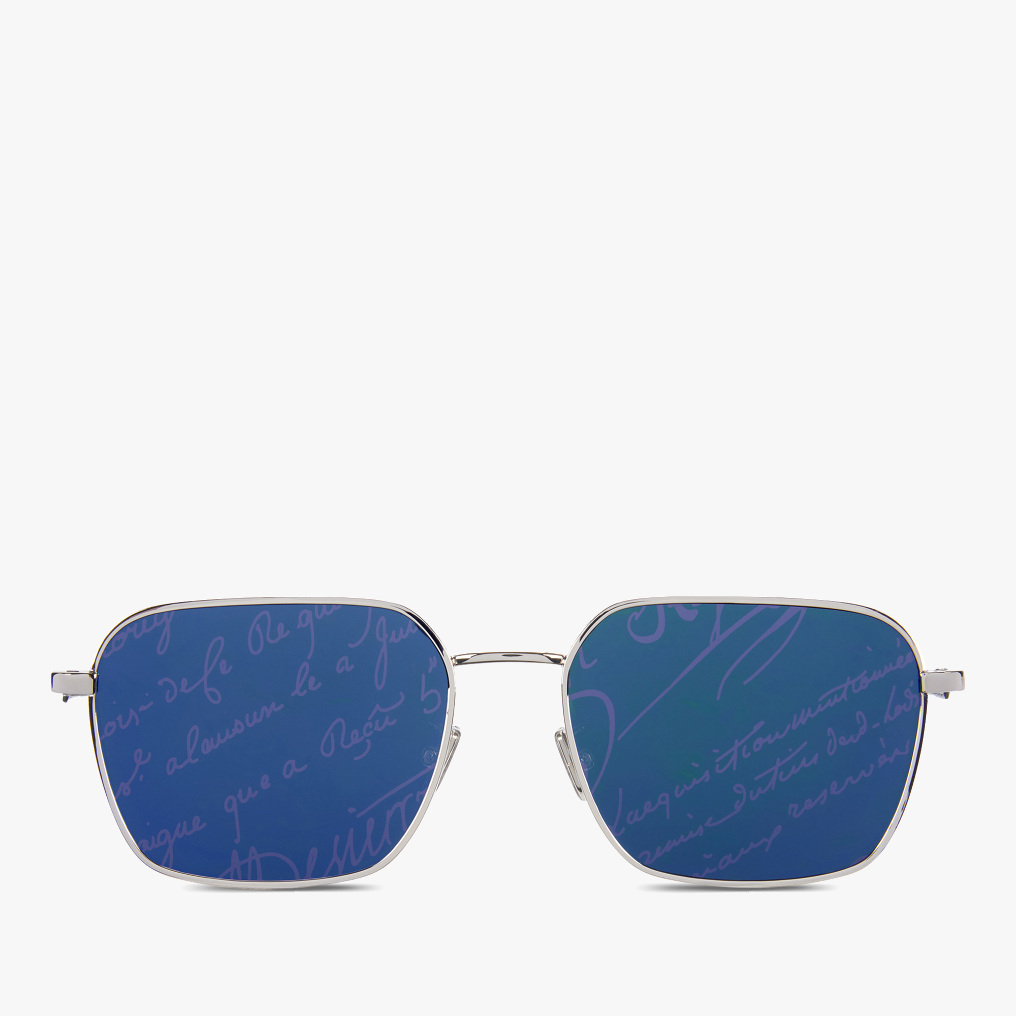 Mercury Metal and Leather Sunglasses, SILVER+AZURE BLUE, hi-res