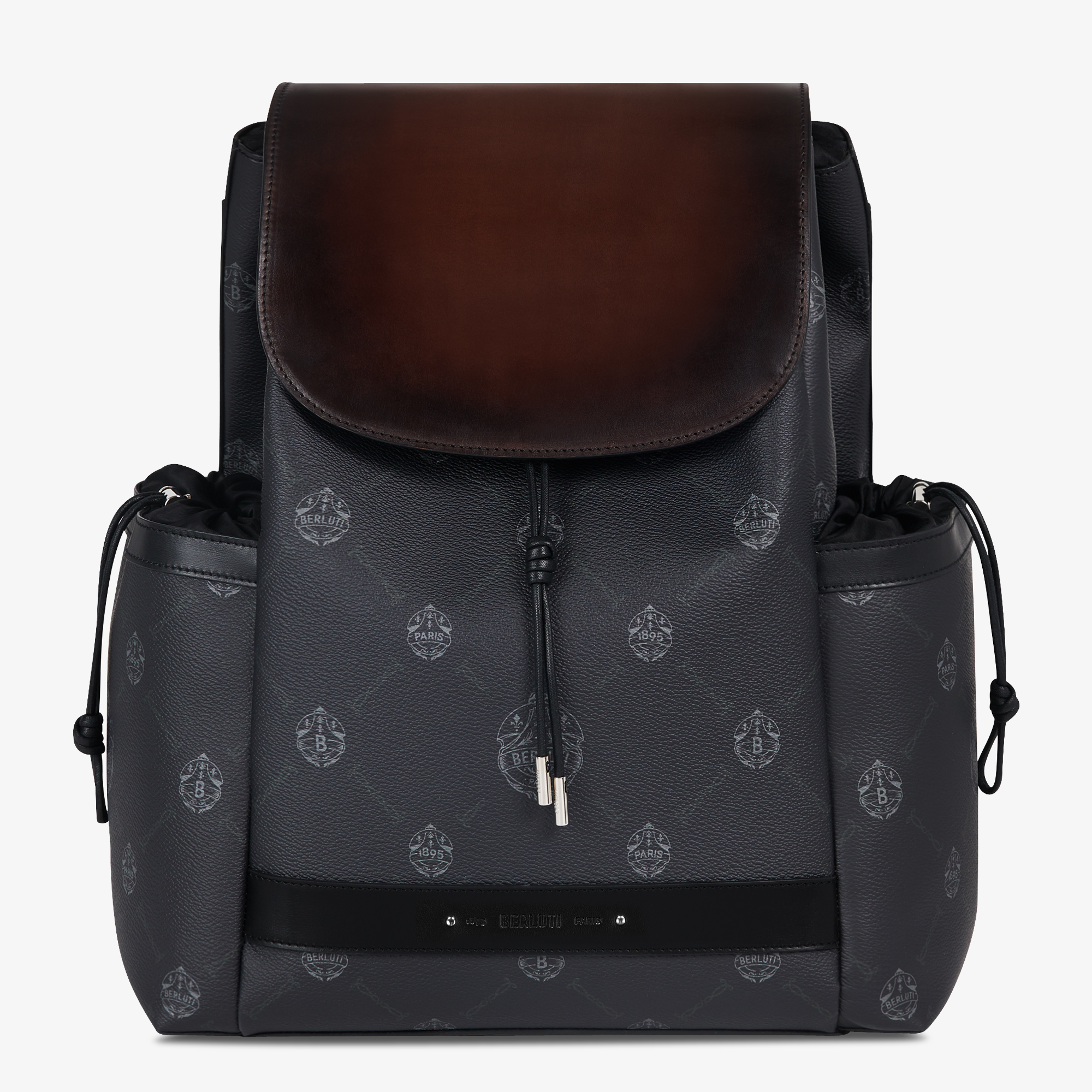 Hiker Canvas and Leather Backpack, BLACK + TDM INTENSO, hi-res