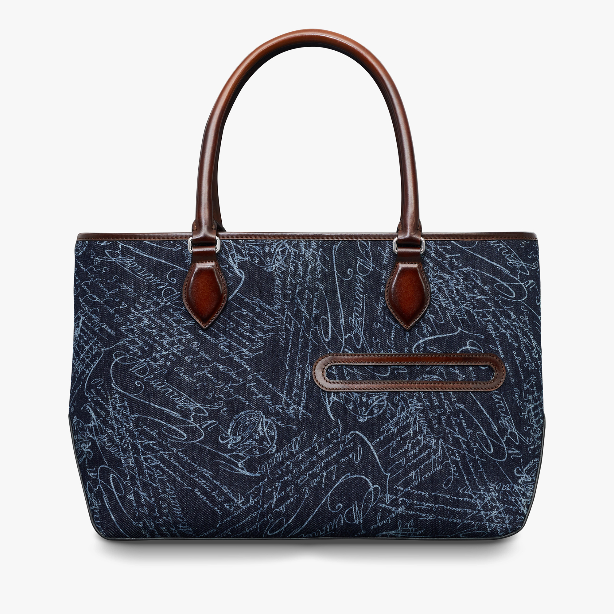 新品同 銀座限定 ベルルッティ Berluti トゥジュール ミニスクリット デニム トートバッグ メンズ カリグラフィー トゥージュール 736 B622