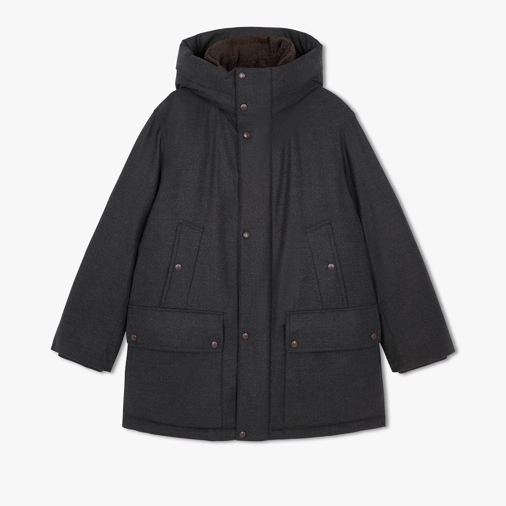 Down Parka With Shearling Hood, CARBON GREY, hi-res