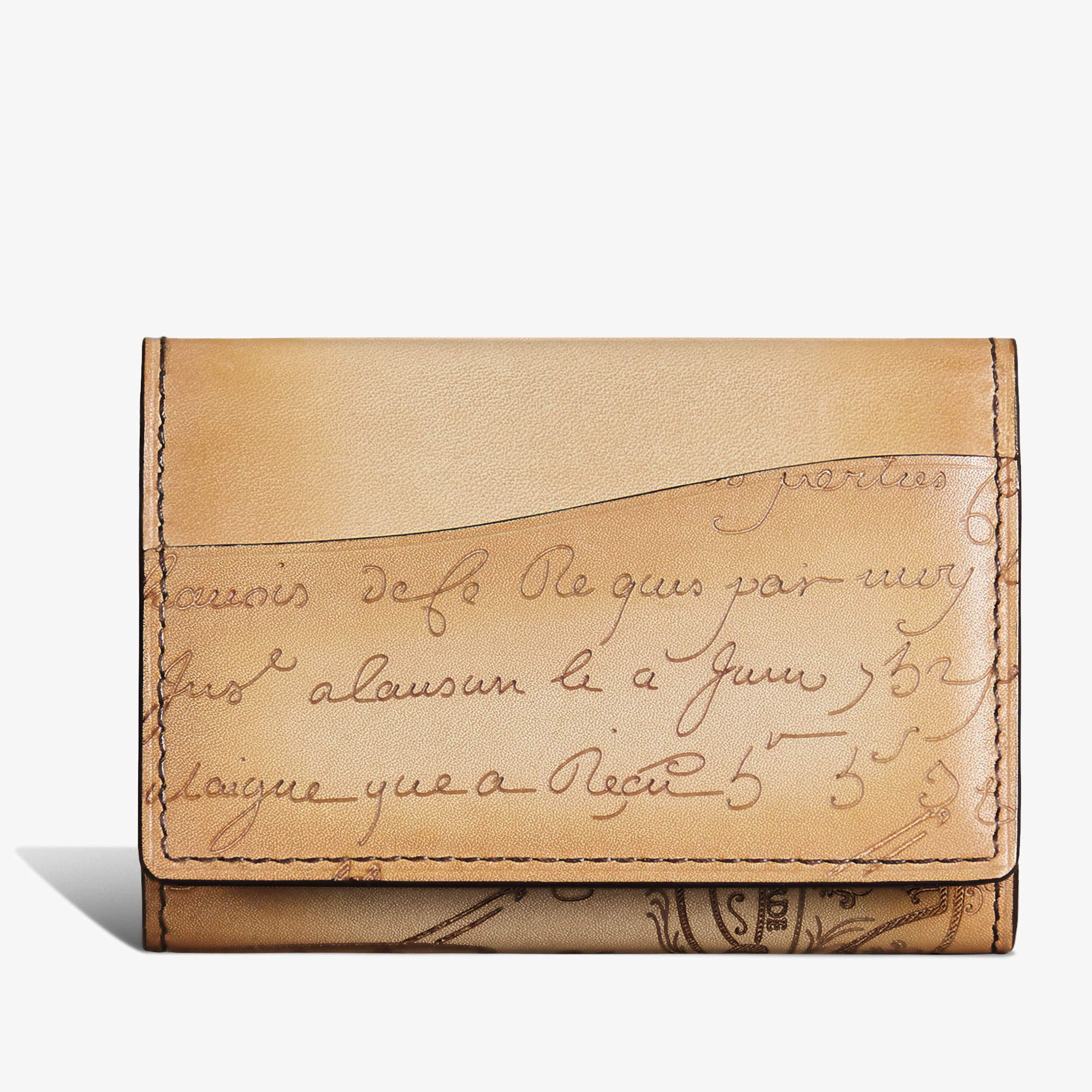 Imbuia Gradiant Scritto Leather Card Holder, MIRAGGIO, hi-res