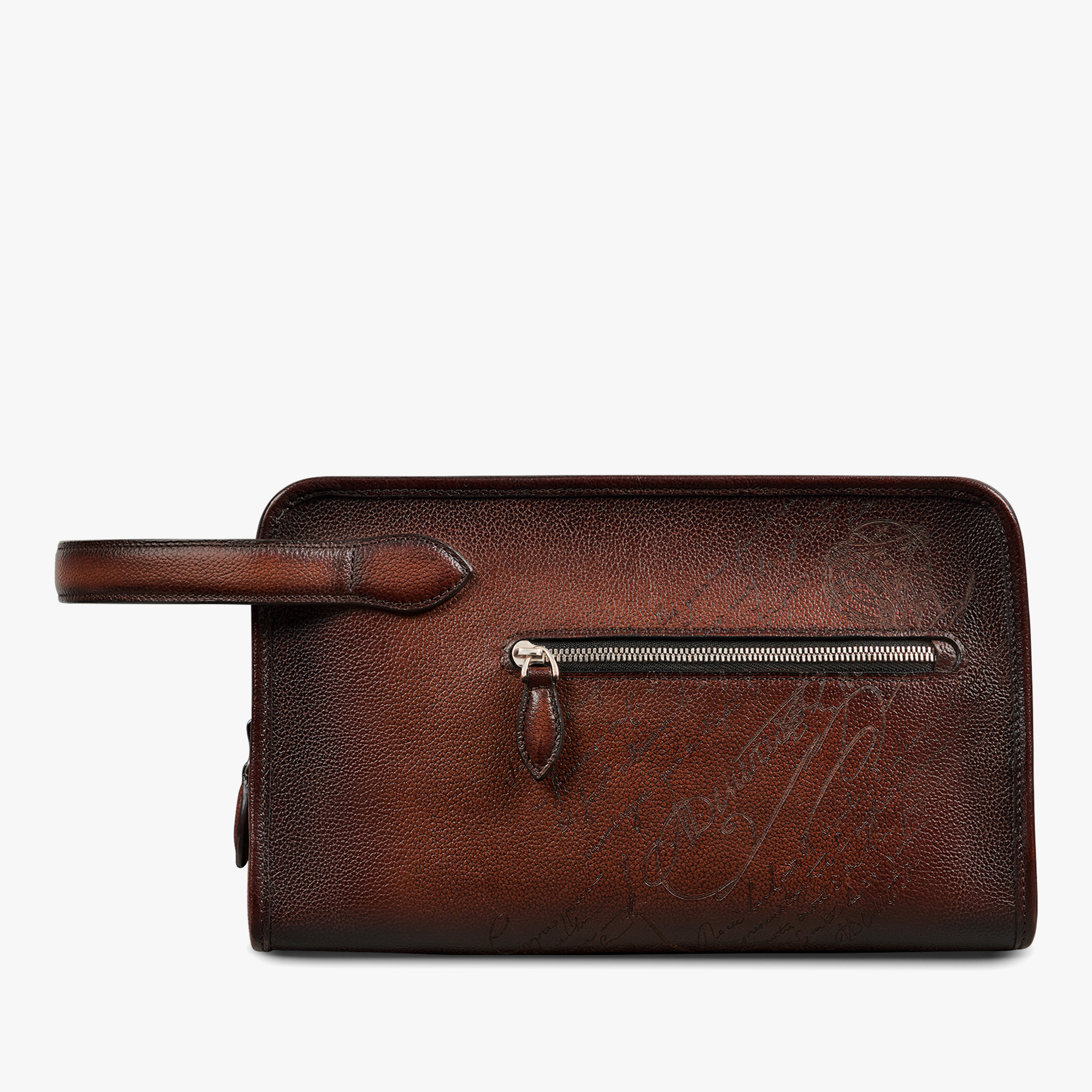 Morning Scritto Leather Toiletry Pouch, SOFT BROWN, hi-res