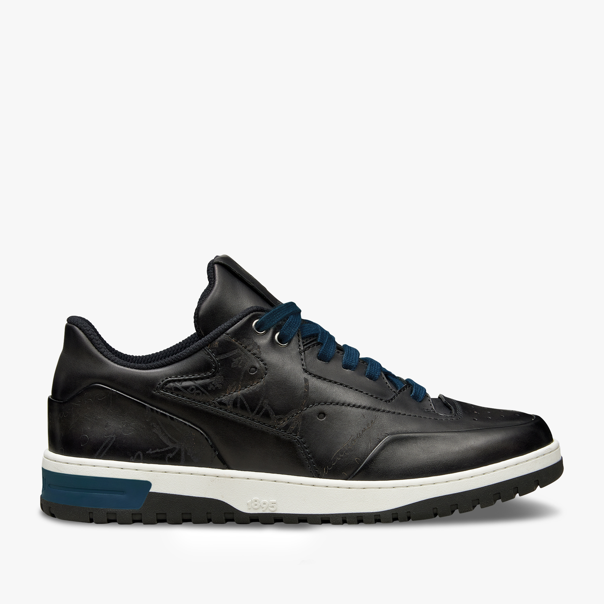 Sneaker Playoff En Cuir Scritto, NERO GRIGIO, hi-res