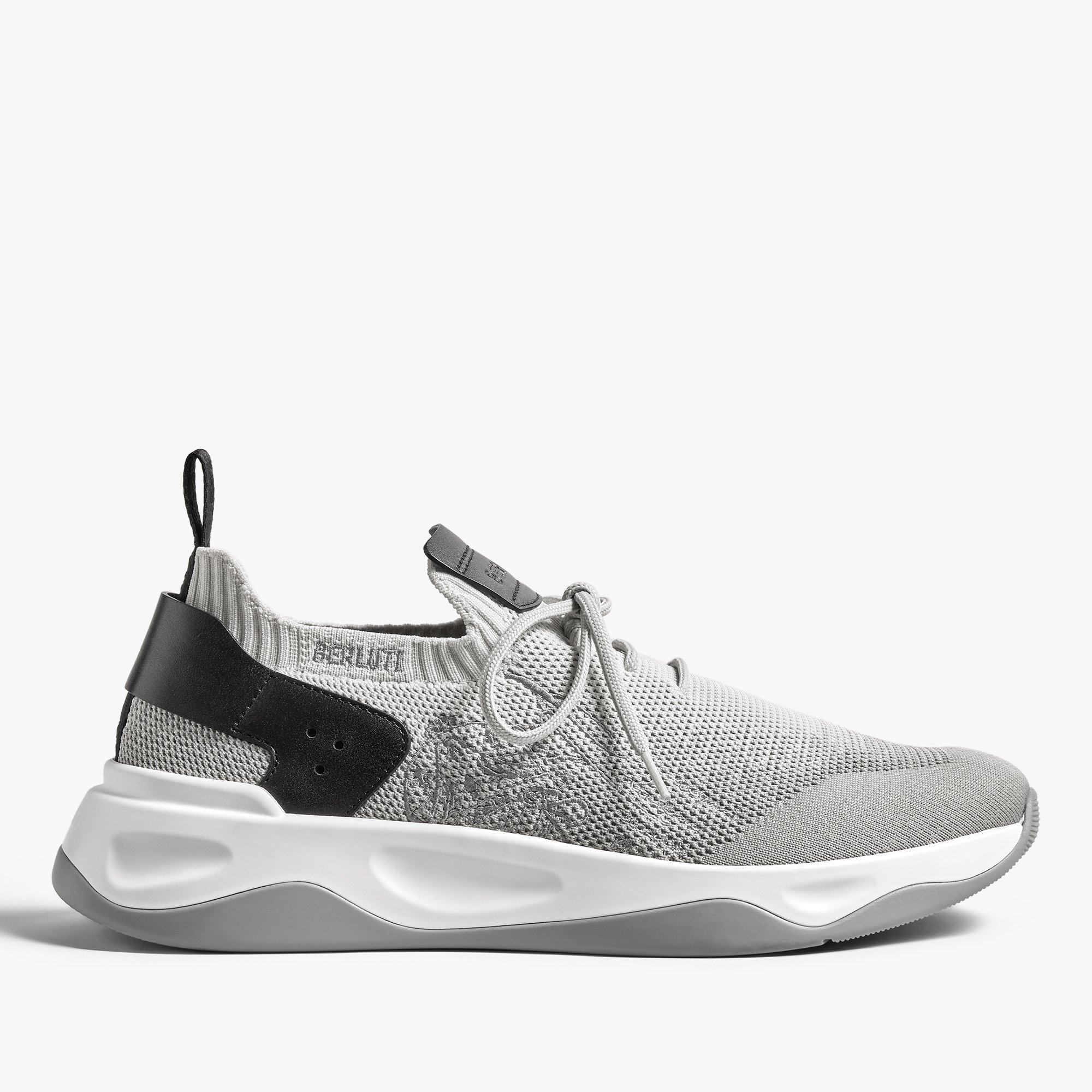 Shadow Scritto Knit And Lagoon Calf Sneaker, GRADIANT DARK GREY, hi-res