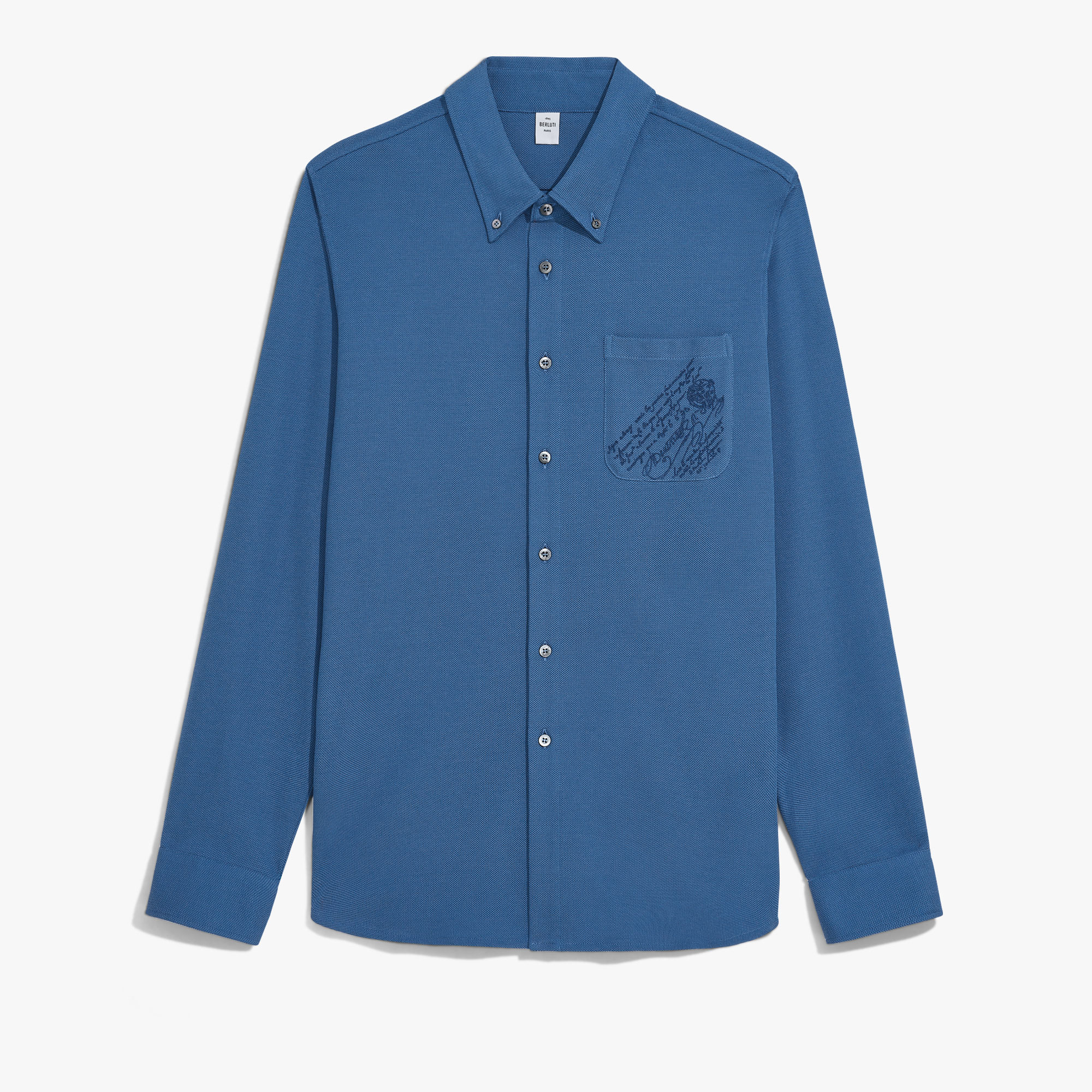 Pique Pocket Scritto Shirt, HELVETIA BLUE, hi-res