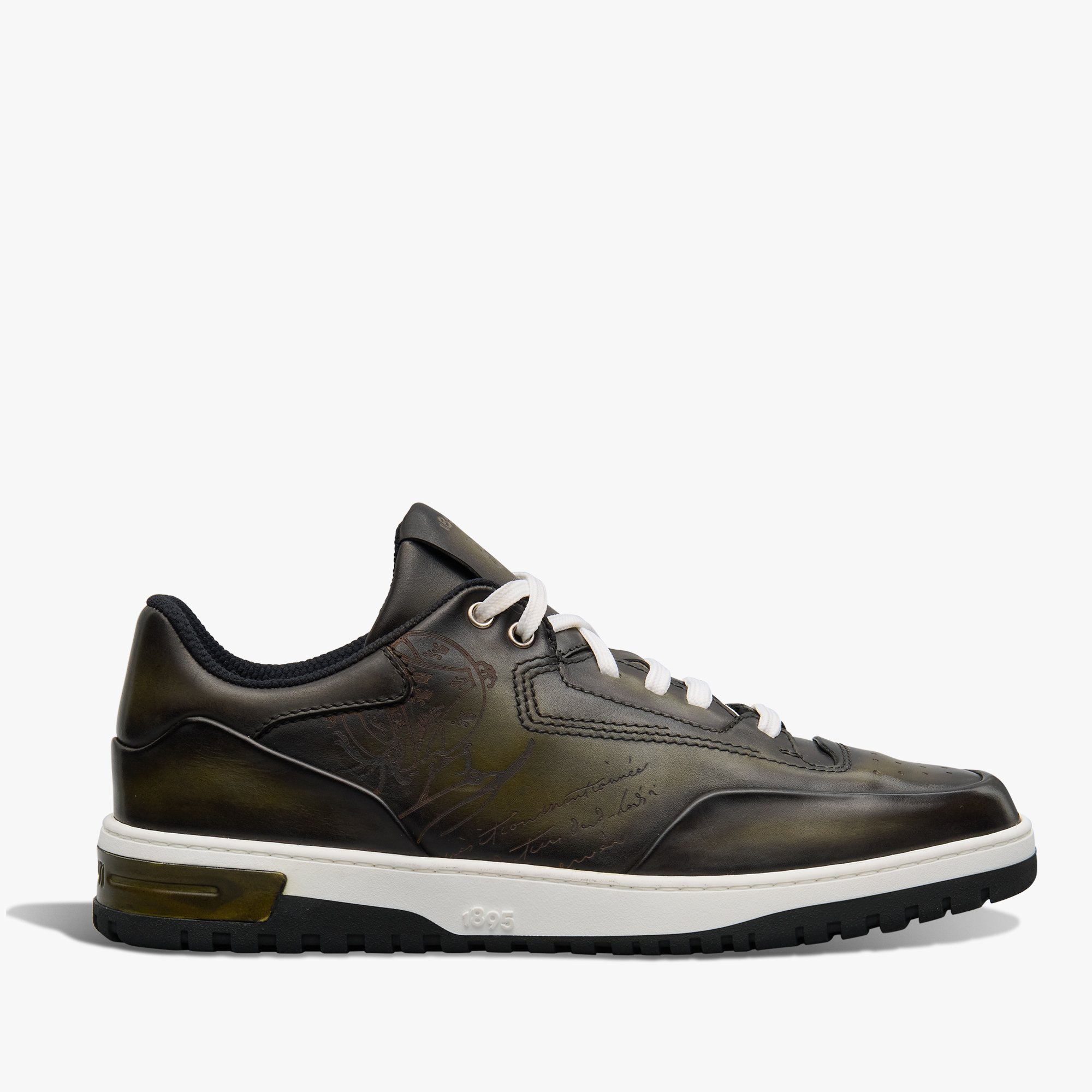Playoff Scritto Venezia Calf Leather Sneaker, NERO CAVIAR, hi-res
