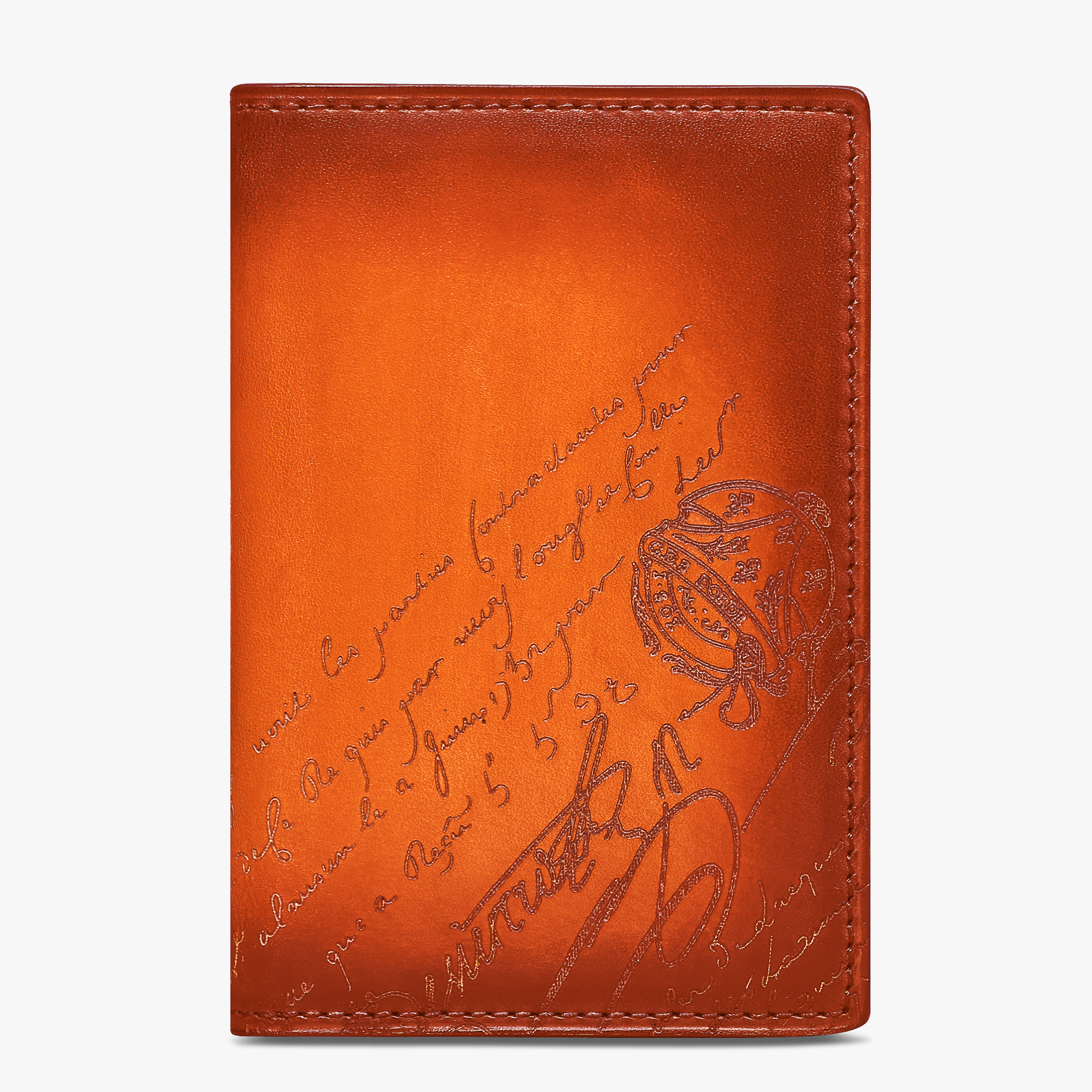 Jagua Scritto Swipe Leather Card Holder, NESPOLA ORANGE, hi-res