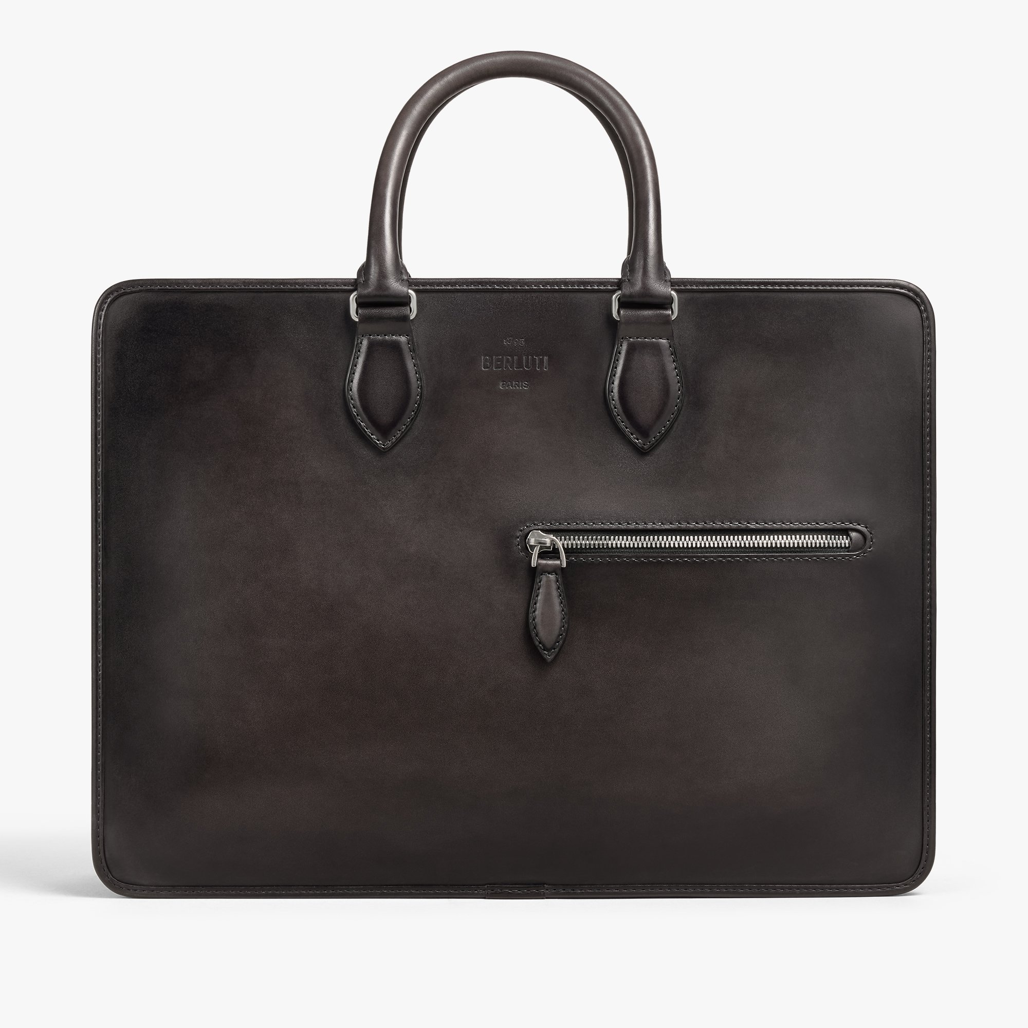 Cartable Deux Jours En Cuir, NERO GRIGIO, hi-res