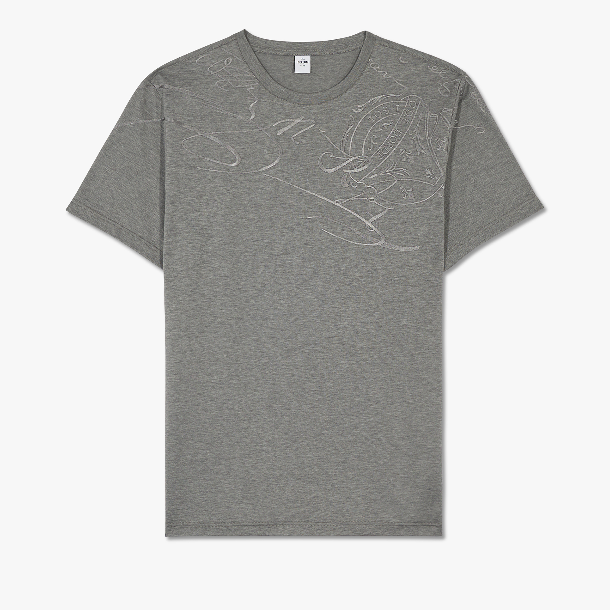 スクリット刺繍Tシャツ, GREY MELANGE, hi-res
