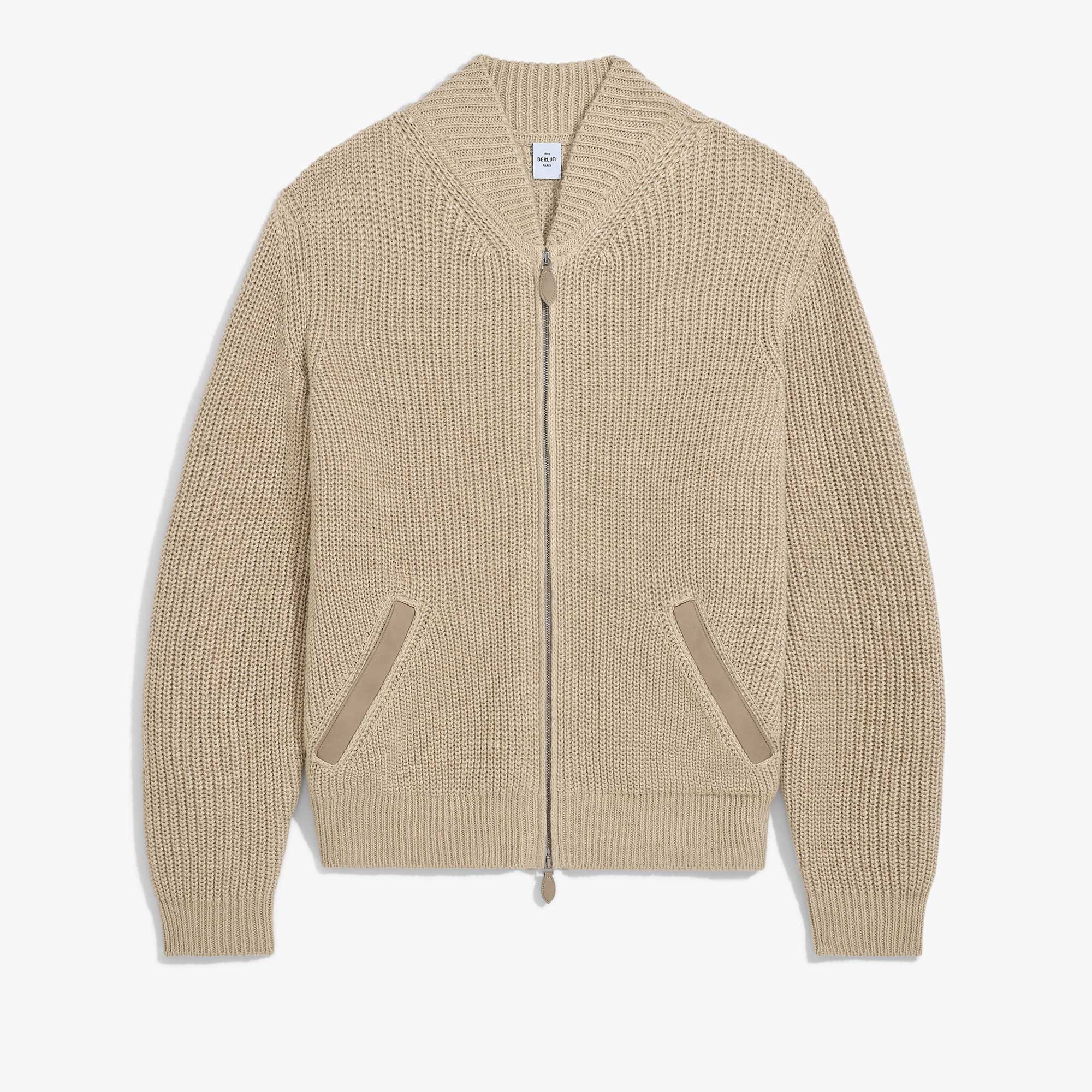 Hemp Zip-Up Cardigan, LIGHT FAWN, hi-res
