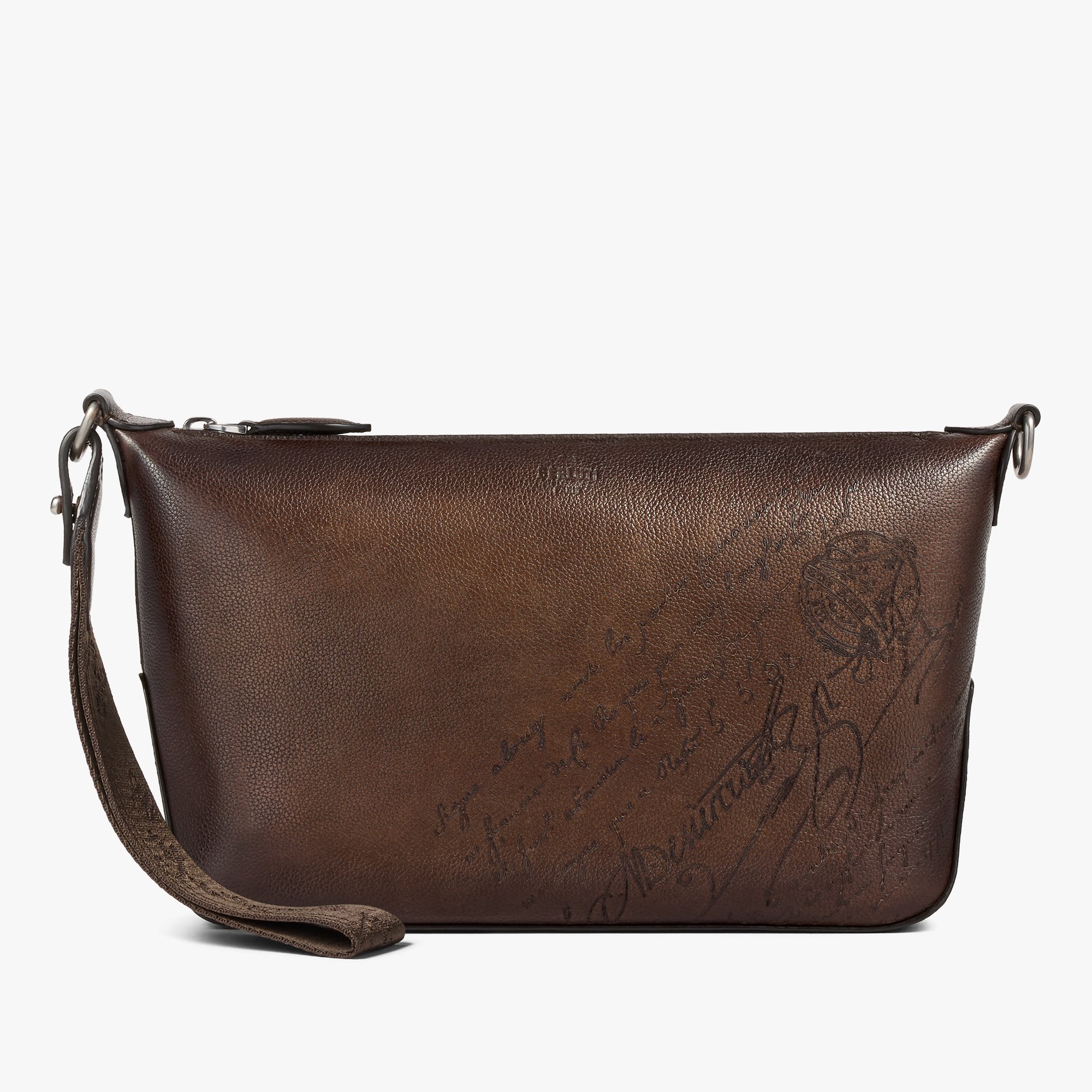 Toujours Soft Zipped Pouch In Scritto Leather, SOFT BROWN, hi-res