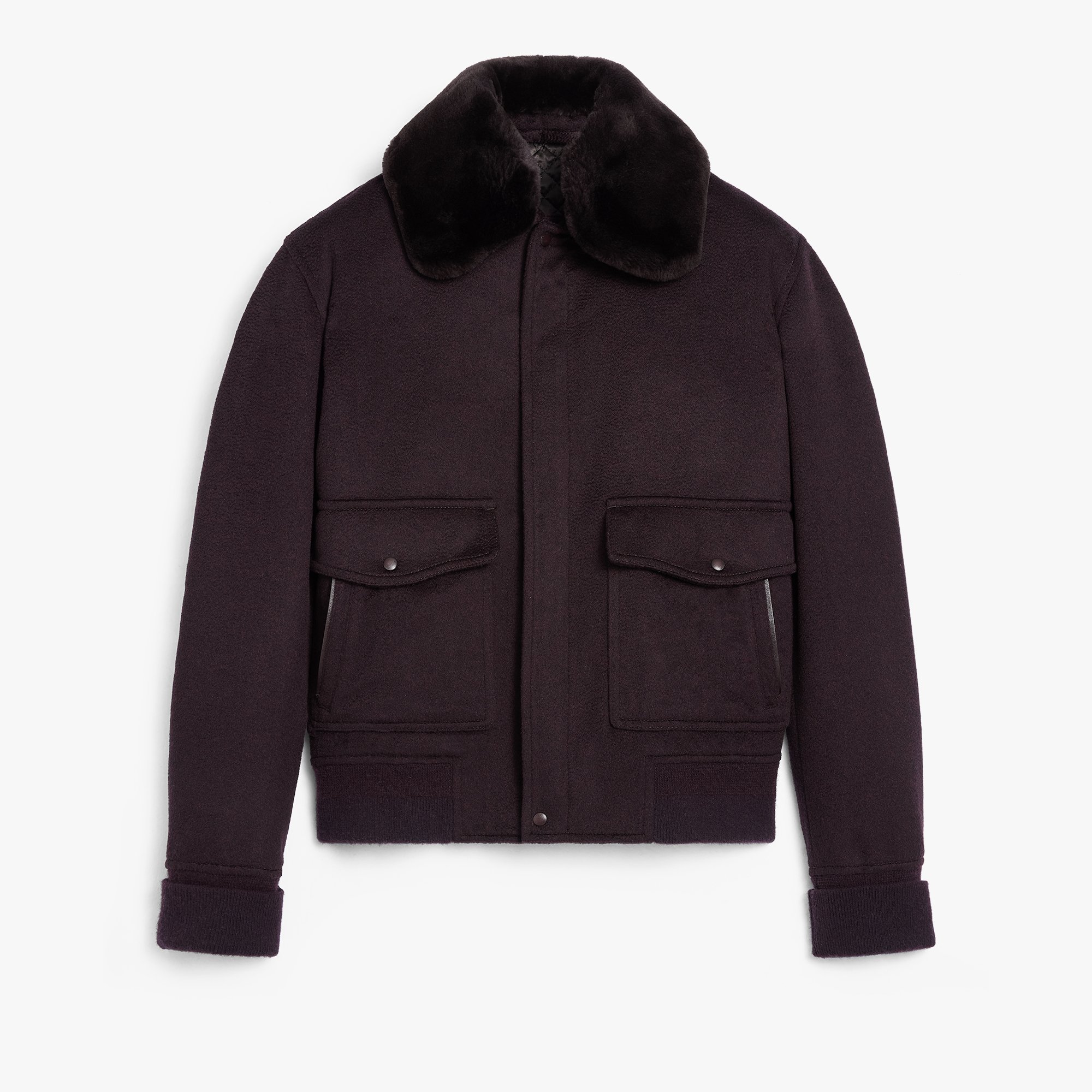 Blouson Aviateur en Cachemire, NERO BORDO, hi-res