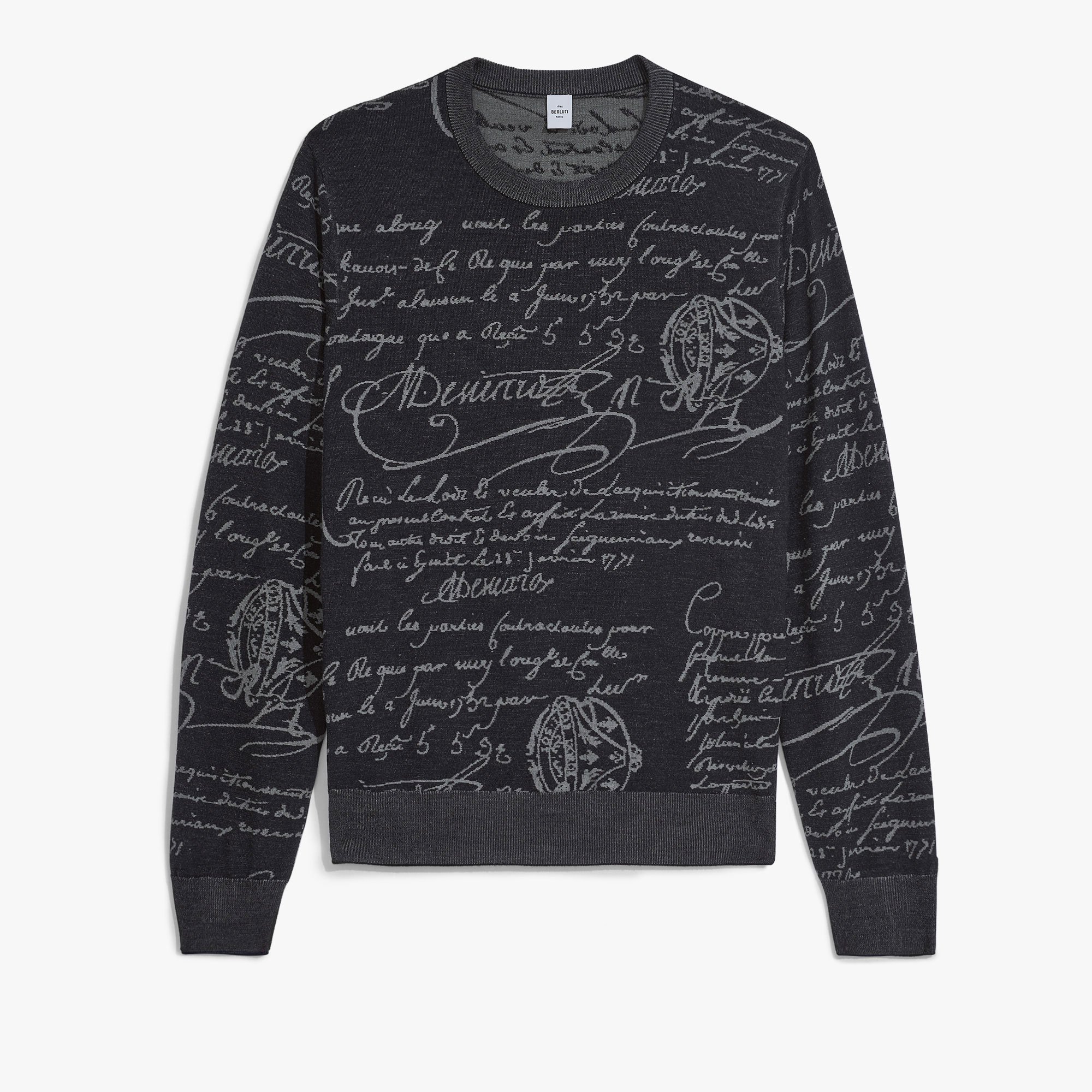 Classic Scritto Crewneck, NAVY/ GREY SCRITTO, hi-res