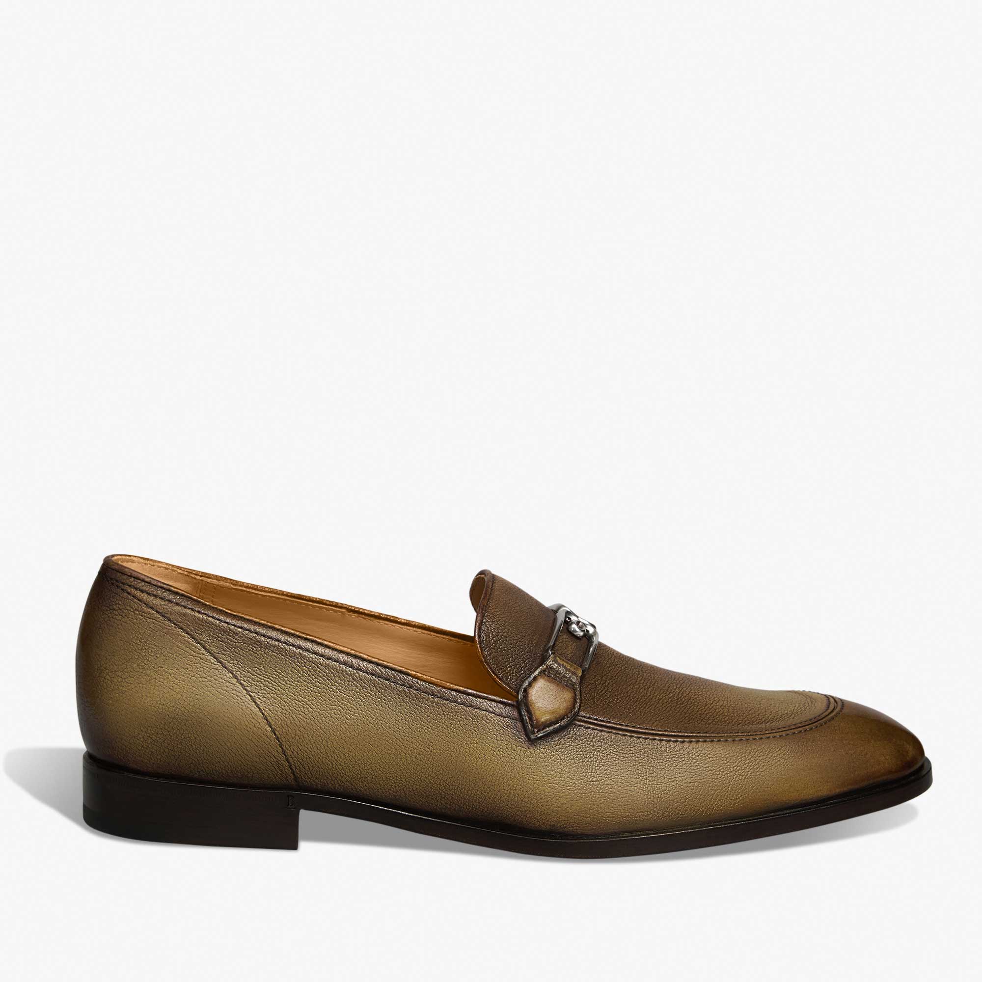 B Volute Calf Leather Loafer, KAKI, hi-res