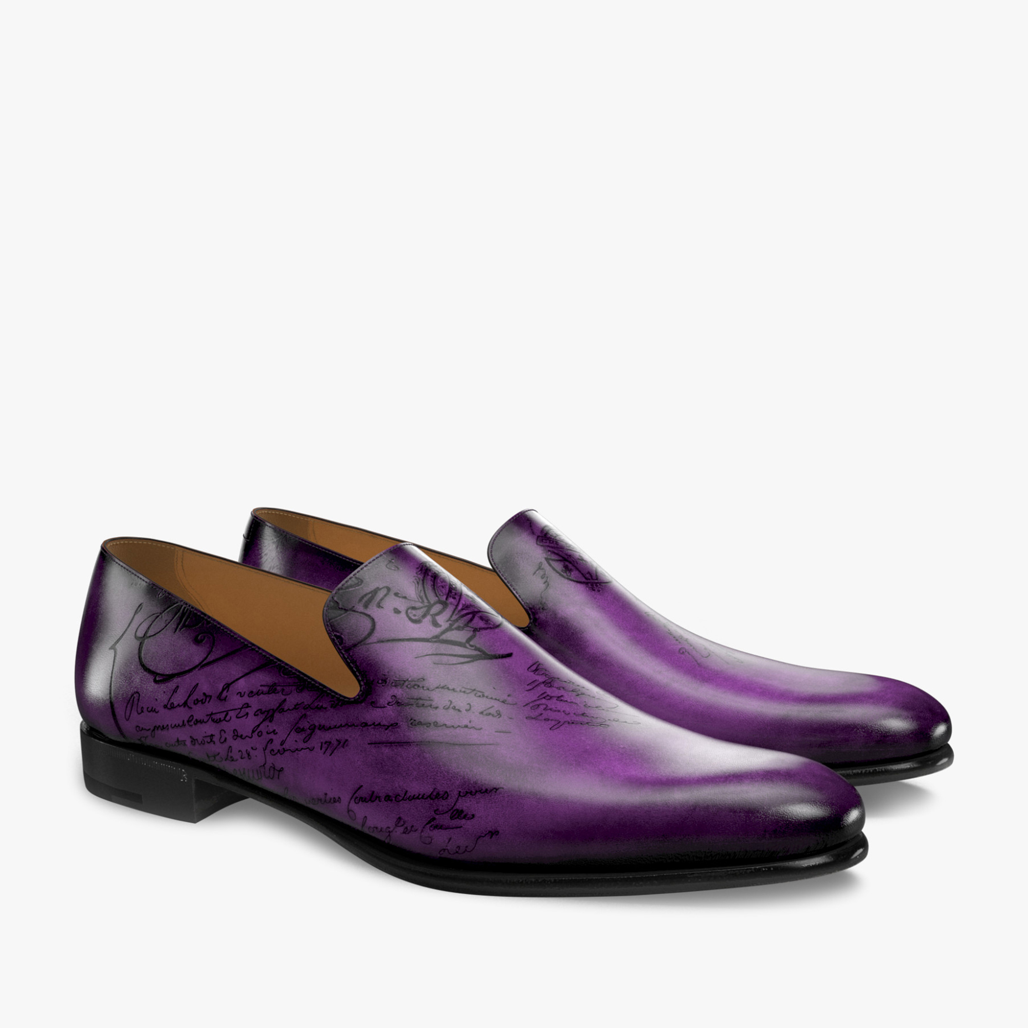 Berluti Purple Leather Lace Up Derby Size 40.5 Berluti