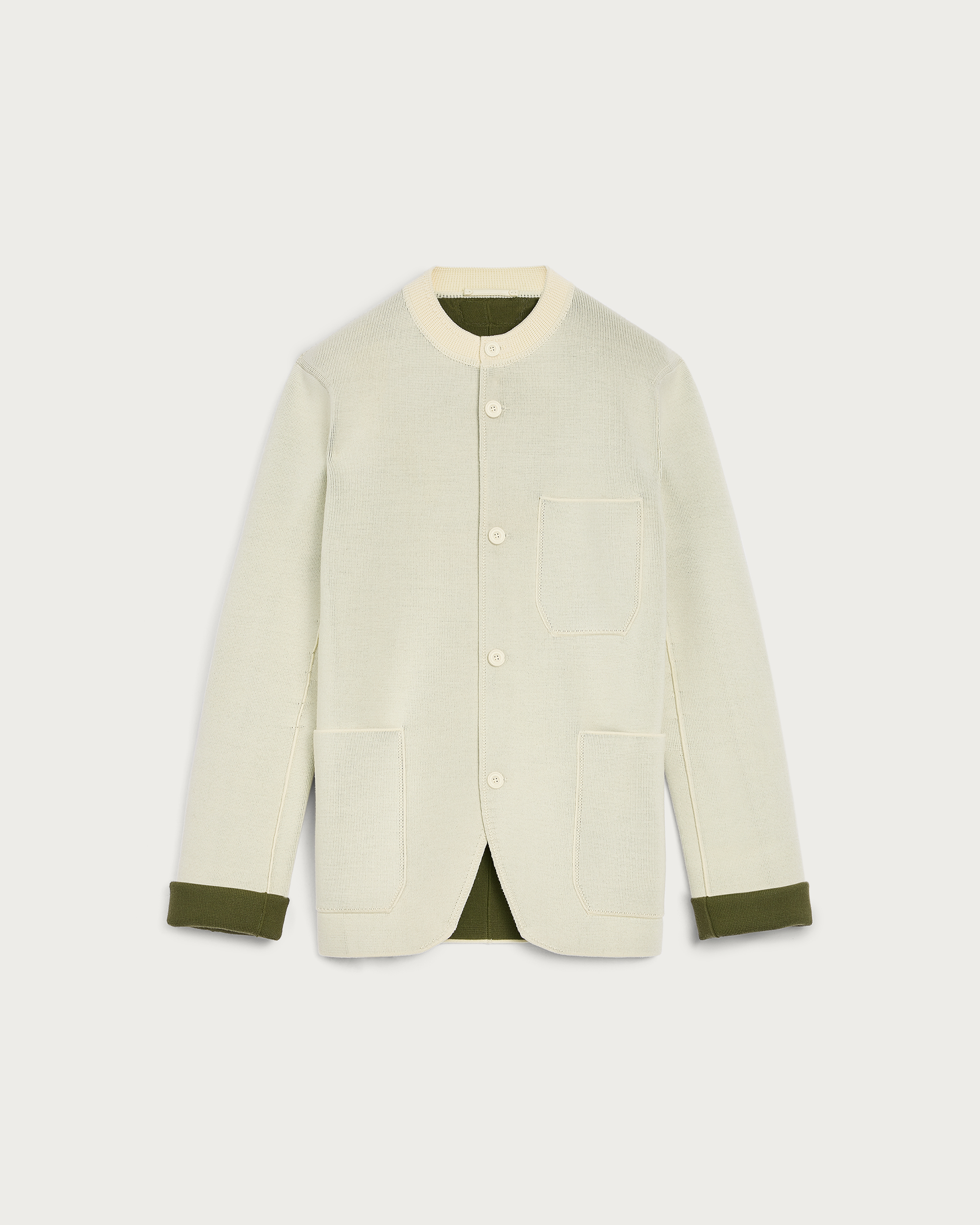 Bicolor Knitted Forestière with Leather Details