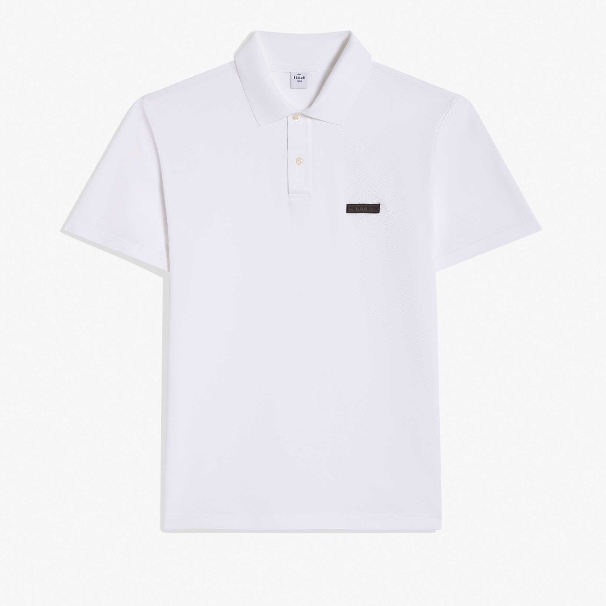 Classic Pique Leather Tab Polo, BLANC OPTIQUE, hi-res