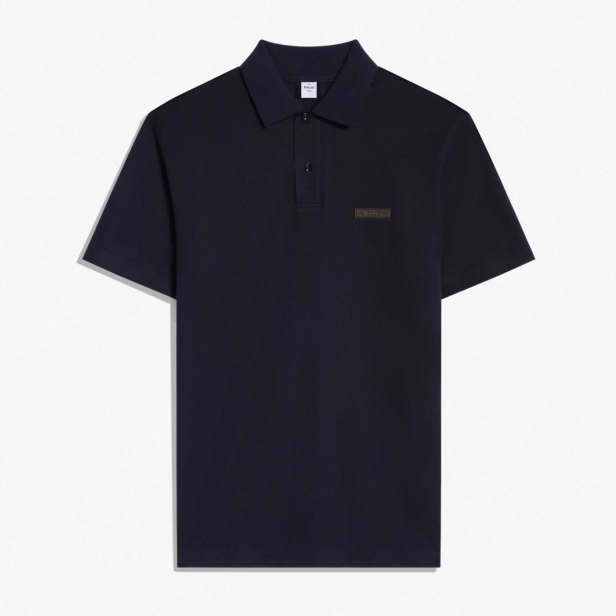 Classic Pique Leather Tab Polo, COLD NIGHT BLUE, hi-res