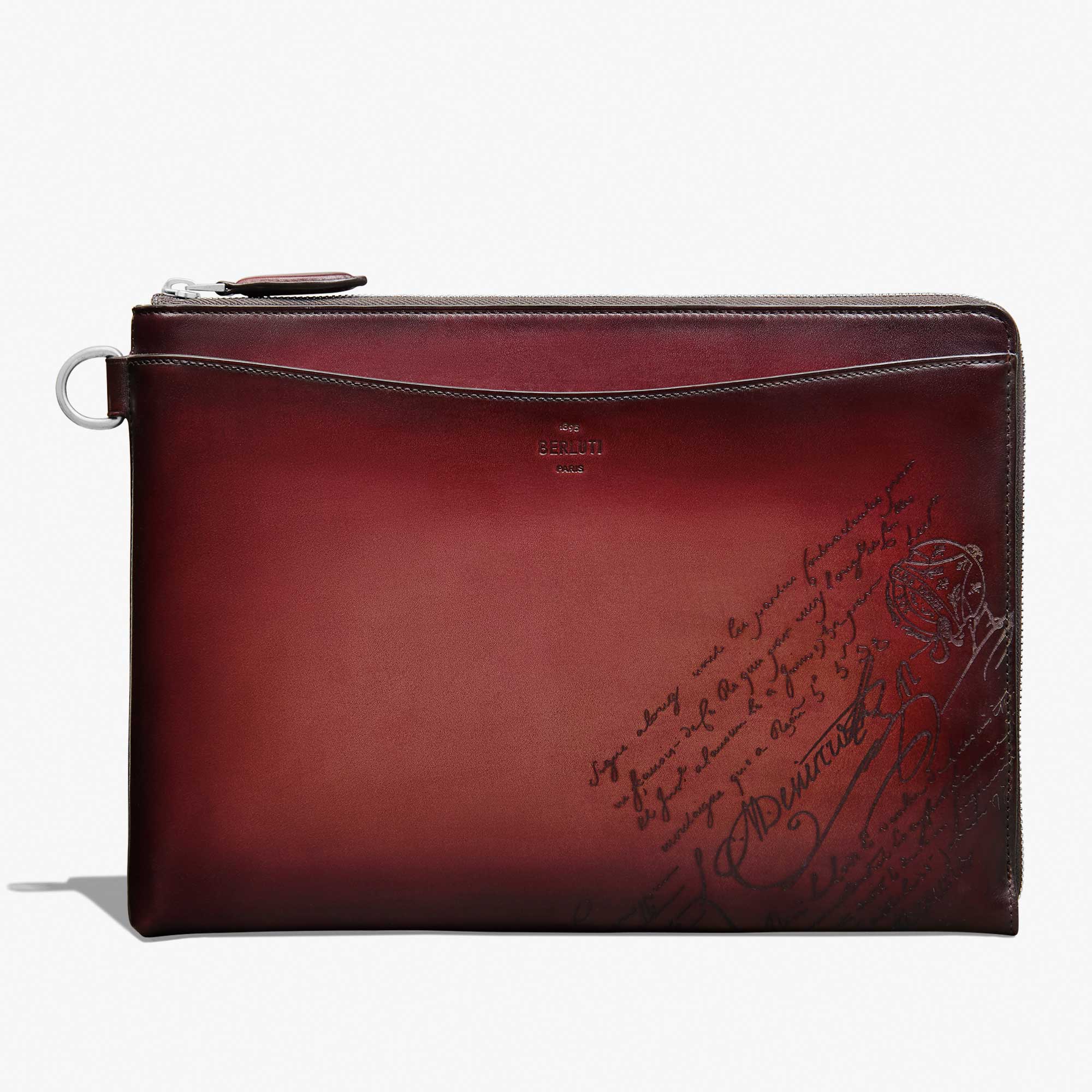 Pochette Nino GM En Cuir Scritto Swipe, LIGHT SAINT EMILION, hi-res