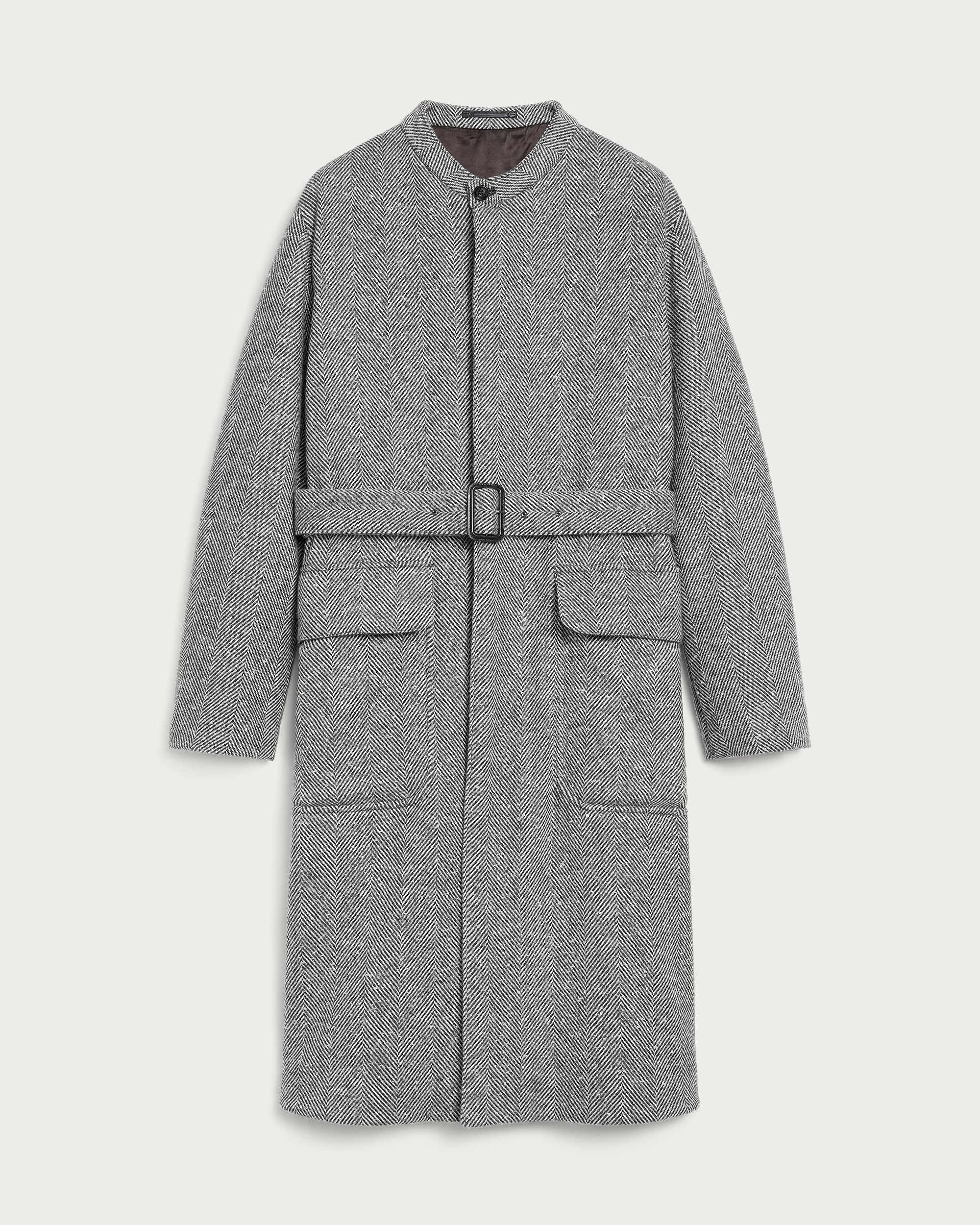 Herringbone Forestière Coat with Leather Details