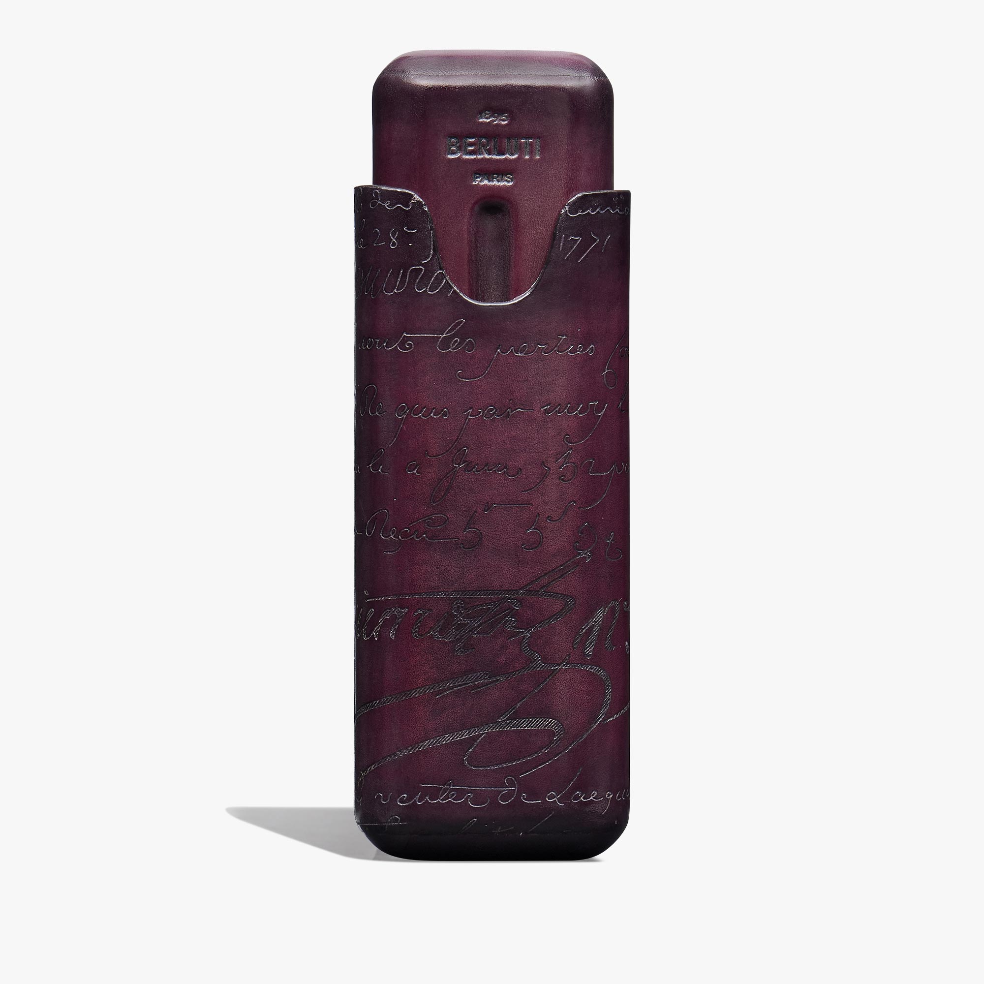 Scritto Leather Two-Cigar Case, GRAPES, hi-res